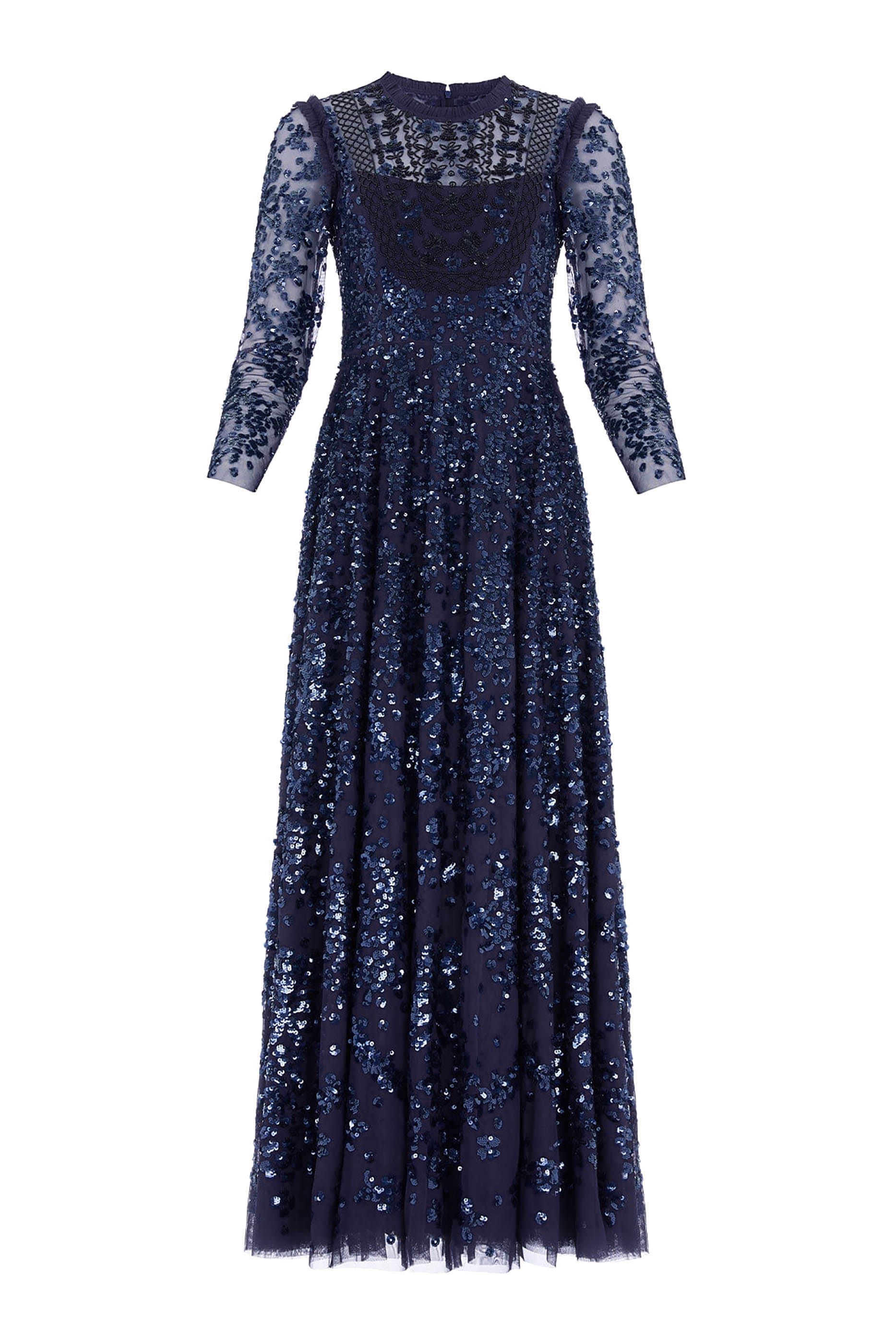 فستان سهرة فيكتورين بأكمام طويلة ونقشة إكليل الغار