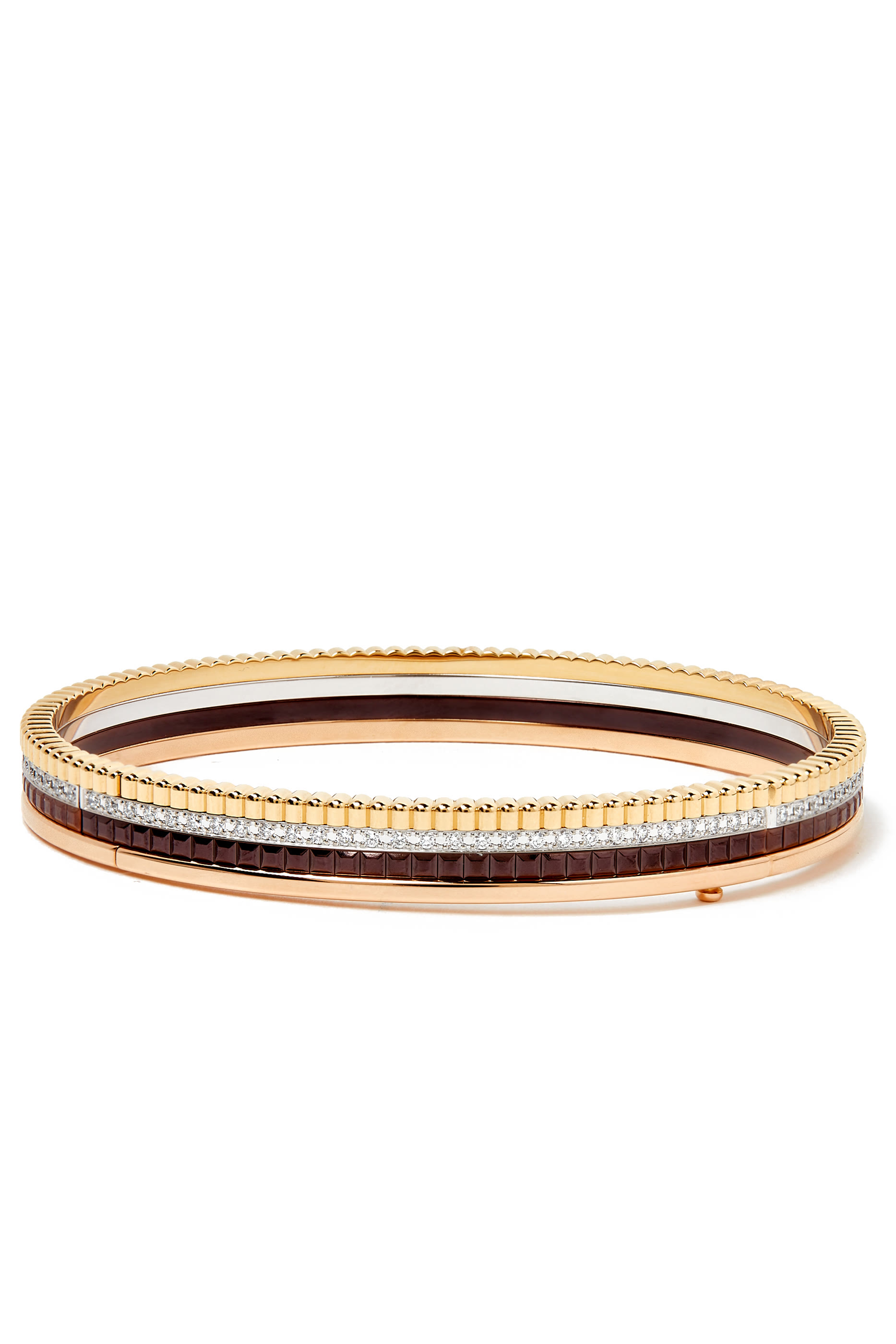 سوار كاتر كلاسيك مرصع بالماس والخزف ذهب مختلط عيار 18