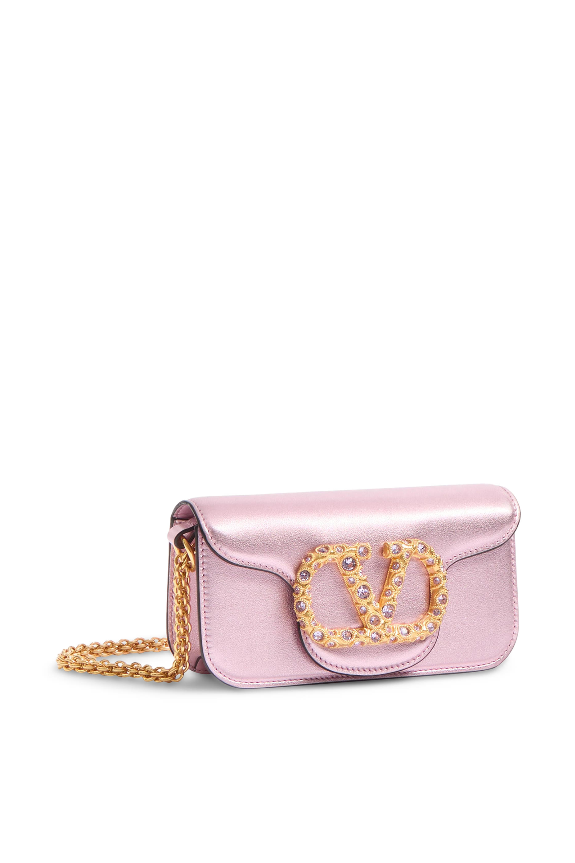 حقيبة كتف لوكو صغيرة بشعار الماركة مزين بالأحجار