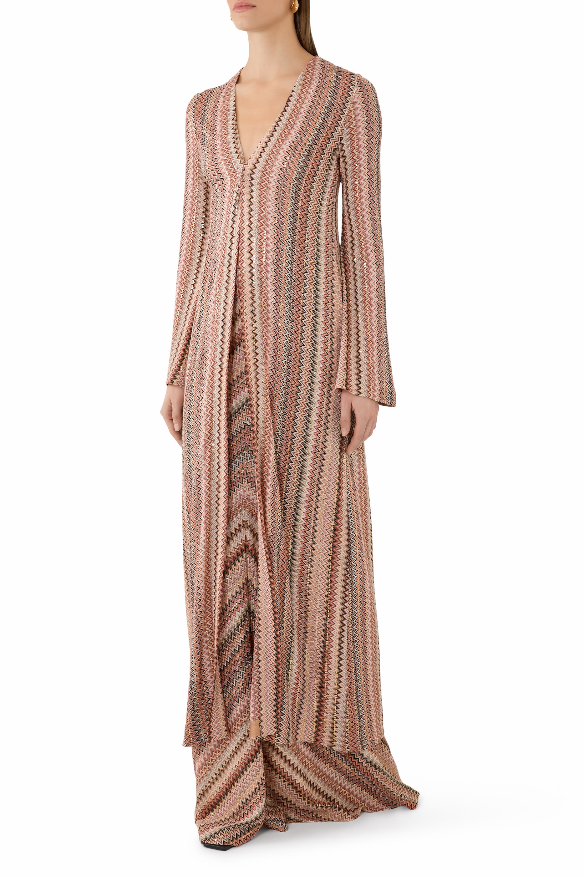 كارديجان بخطوط شيفرون قماش لامع