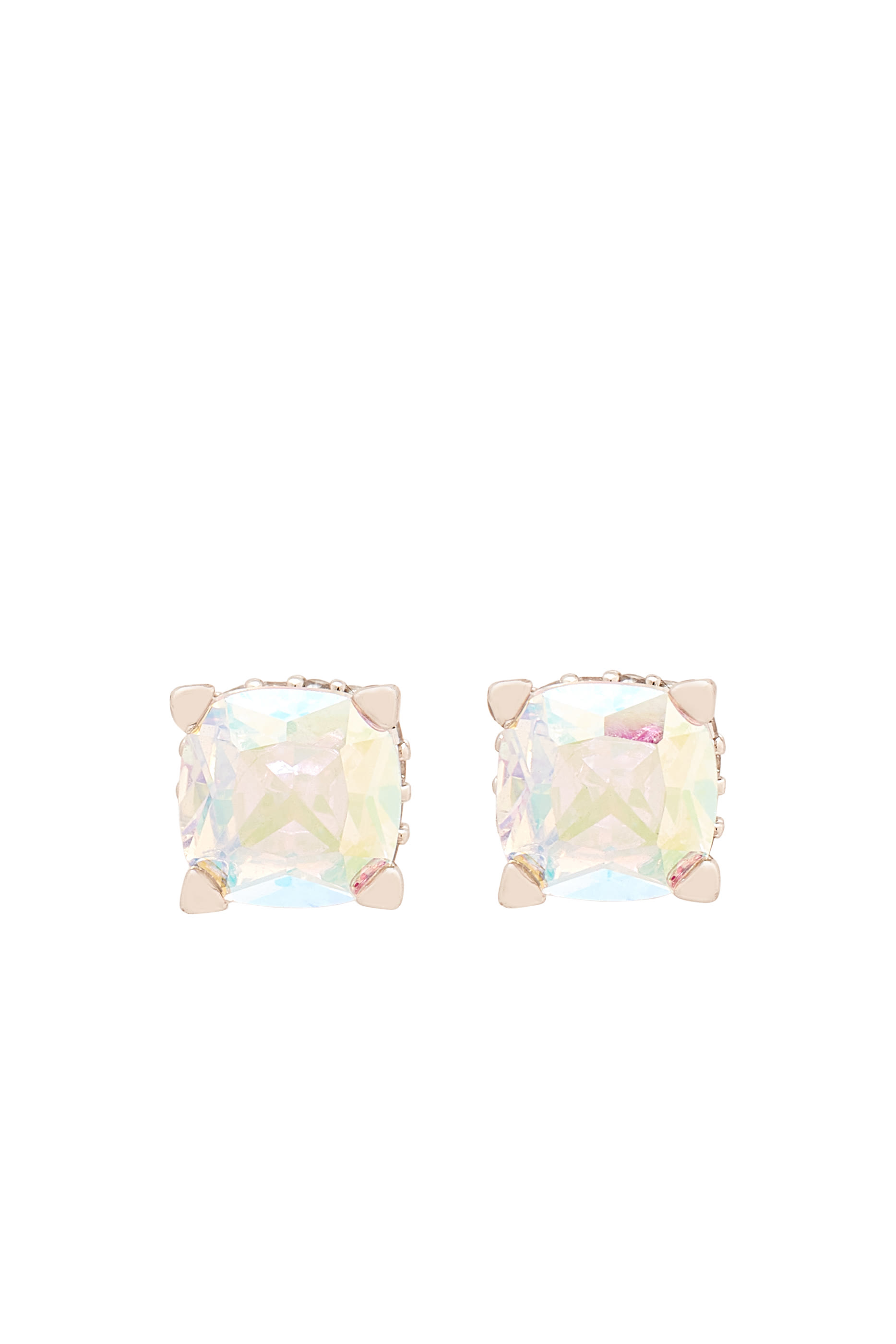 Little Luxurie Square Studs, Plated Metal & Cubic Zirconia