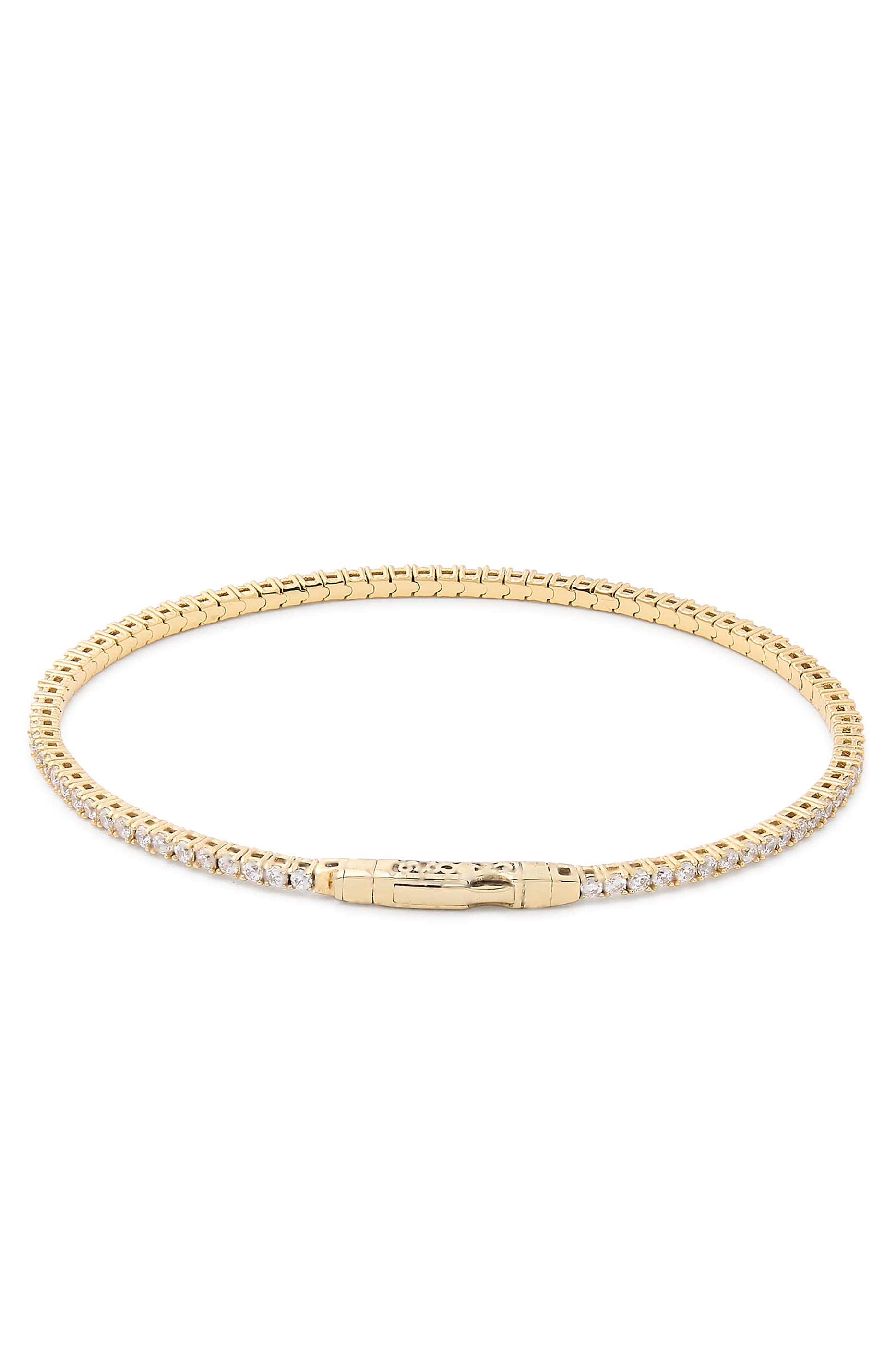 سوار تنس مرصع بماس وأحجار زركونيا مكعبة +AAAA، فضة استرلينية مطلية بفرميل عيار 14 