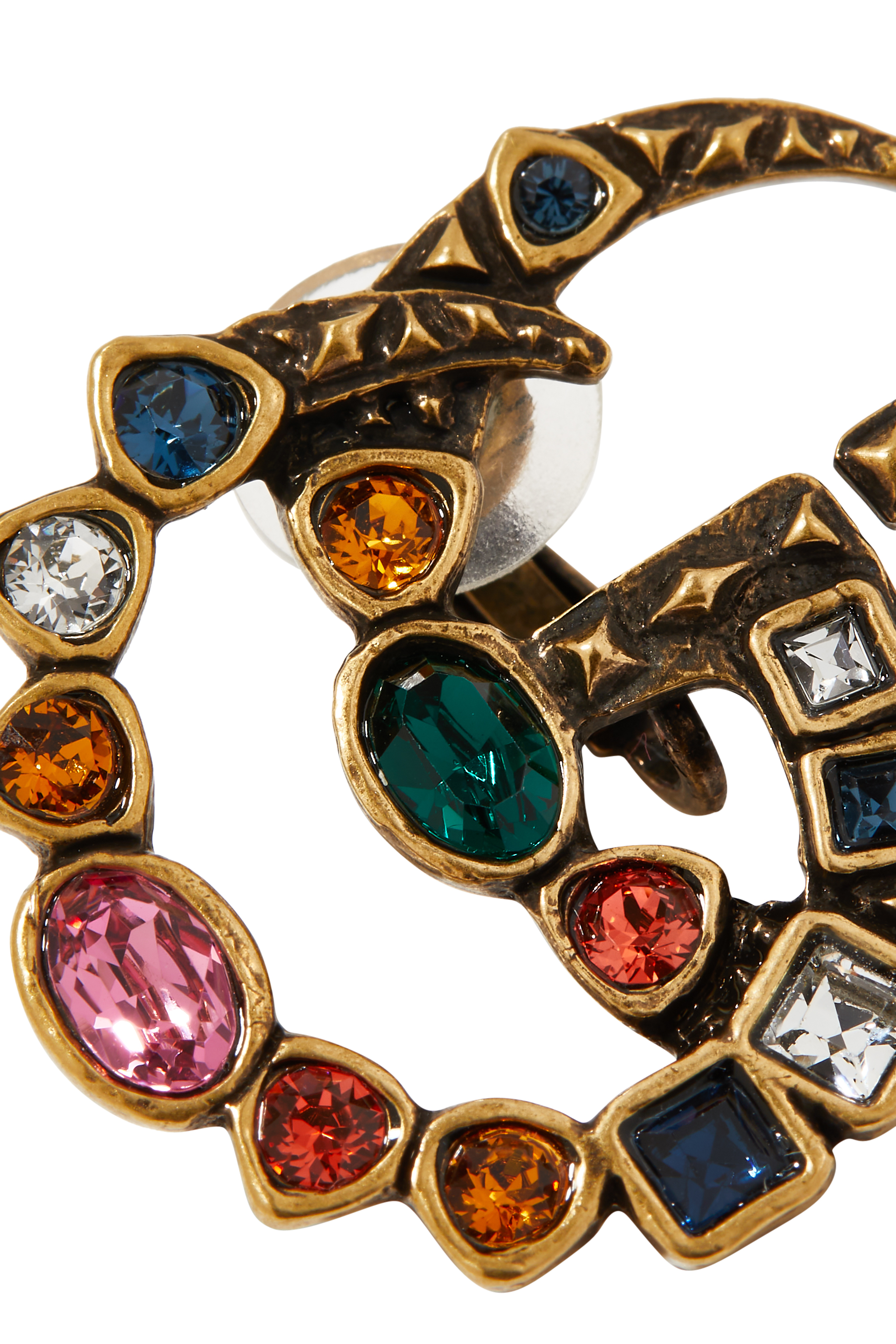 أقراط بتصميم حرفي GG مرصعة بالكريستال