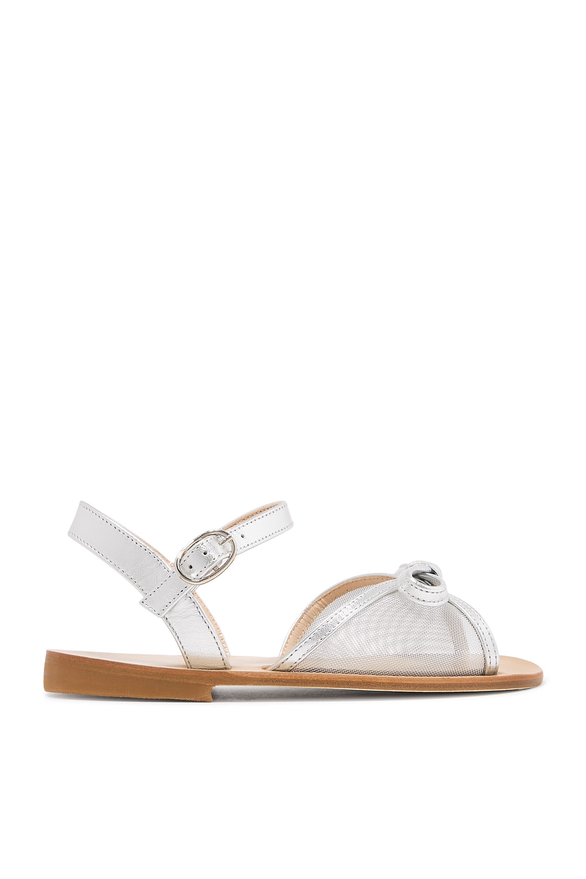 صندل كاتي بكعب صغير تول لامع للأطفال