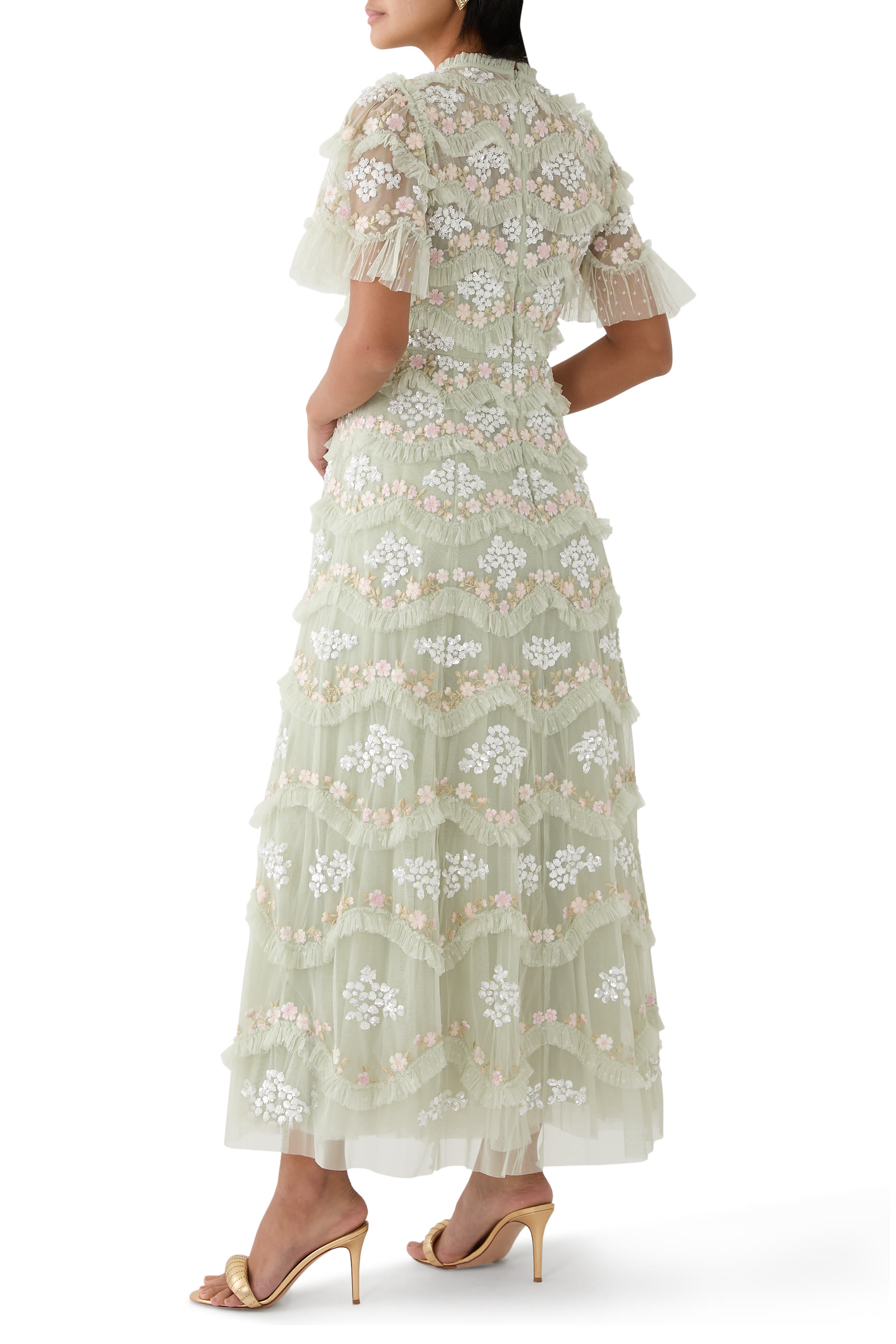 فستان سهرة ديزي بتصميم متموج بطول الكاحل