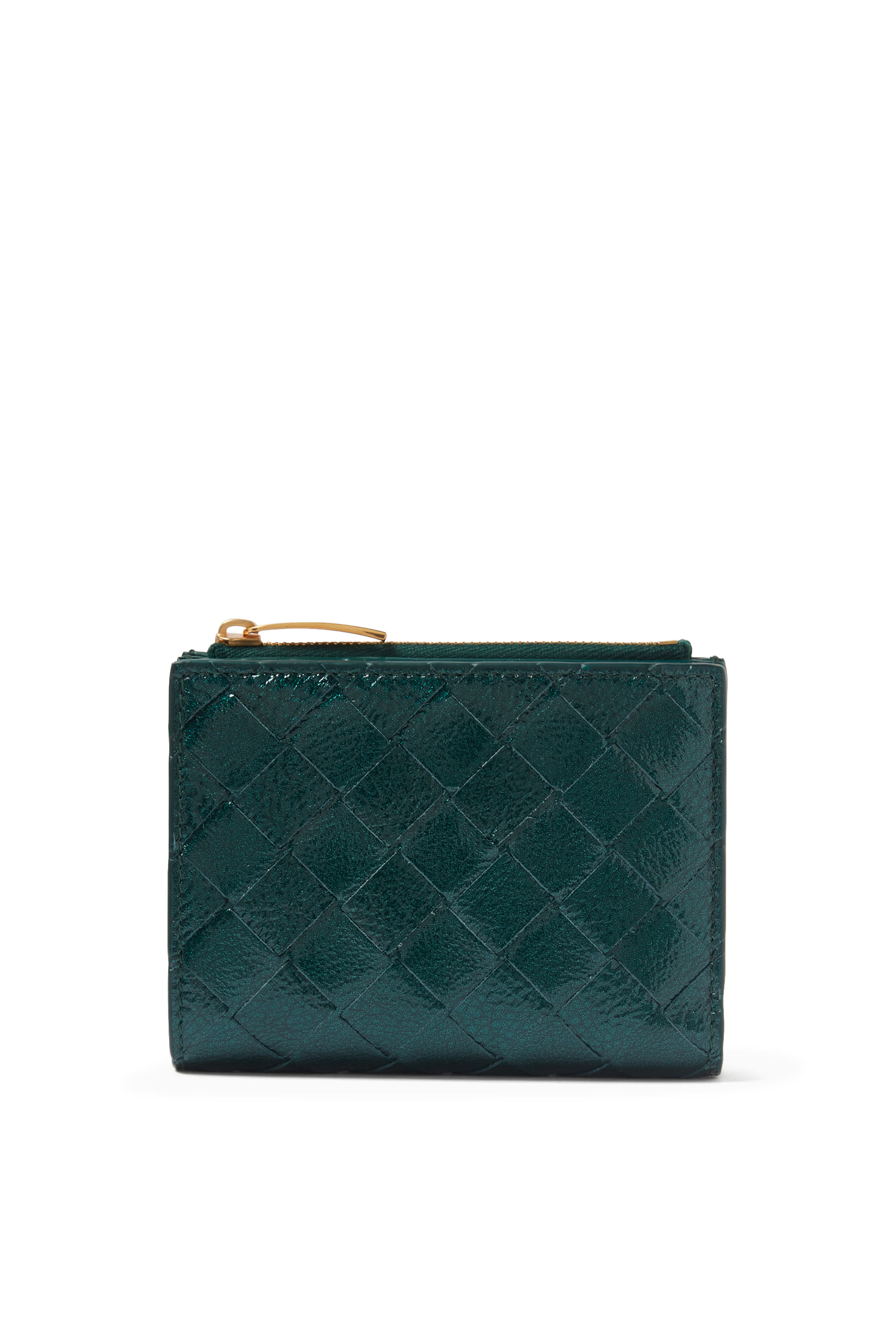 محفظة ثنائية الطي صغيرة بالتصميم المجدول