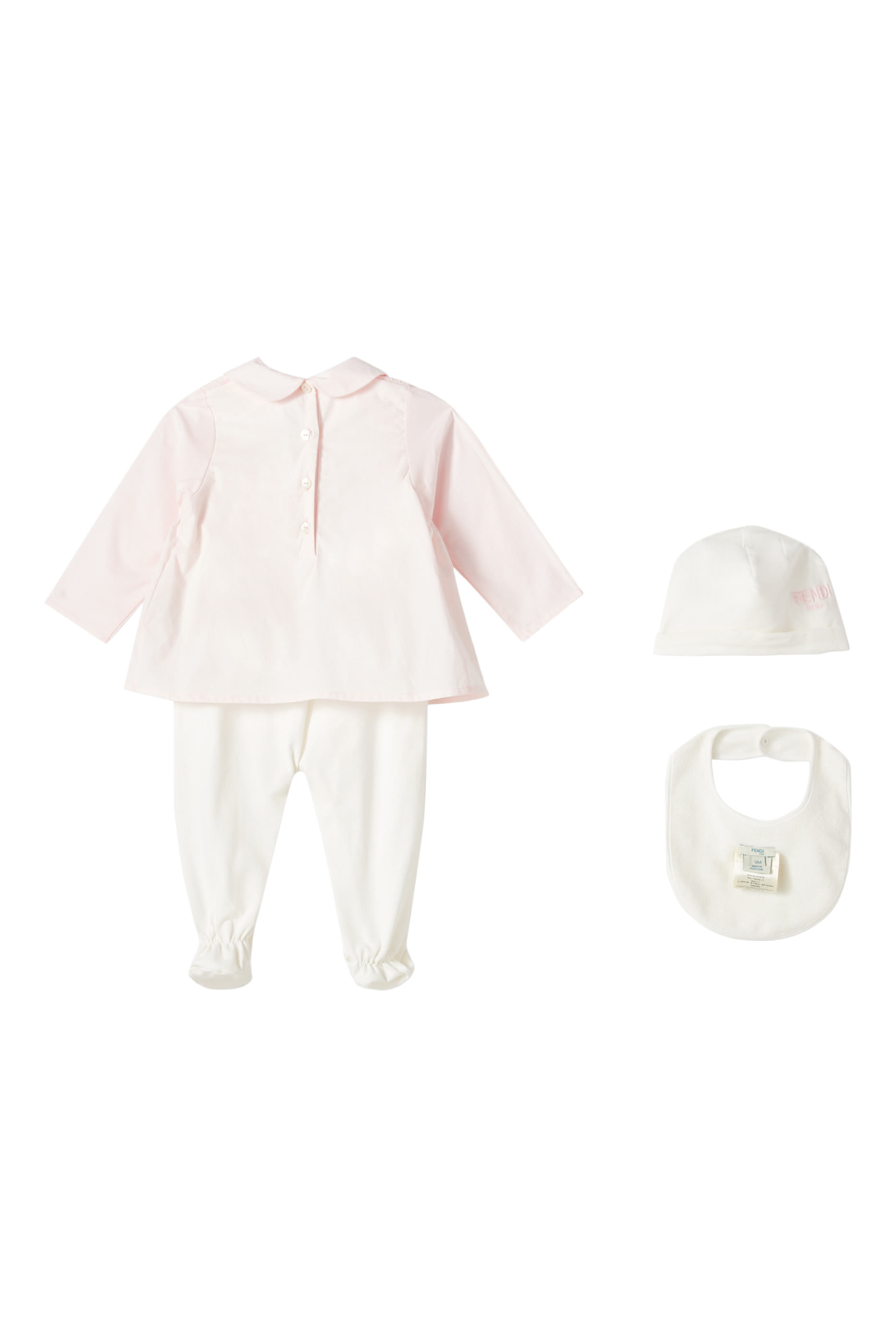 طقم بودي سوت بشعار الماركة، مريلة، وقبعة بيني للأطفال