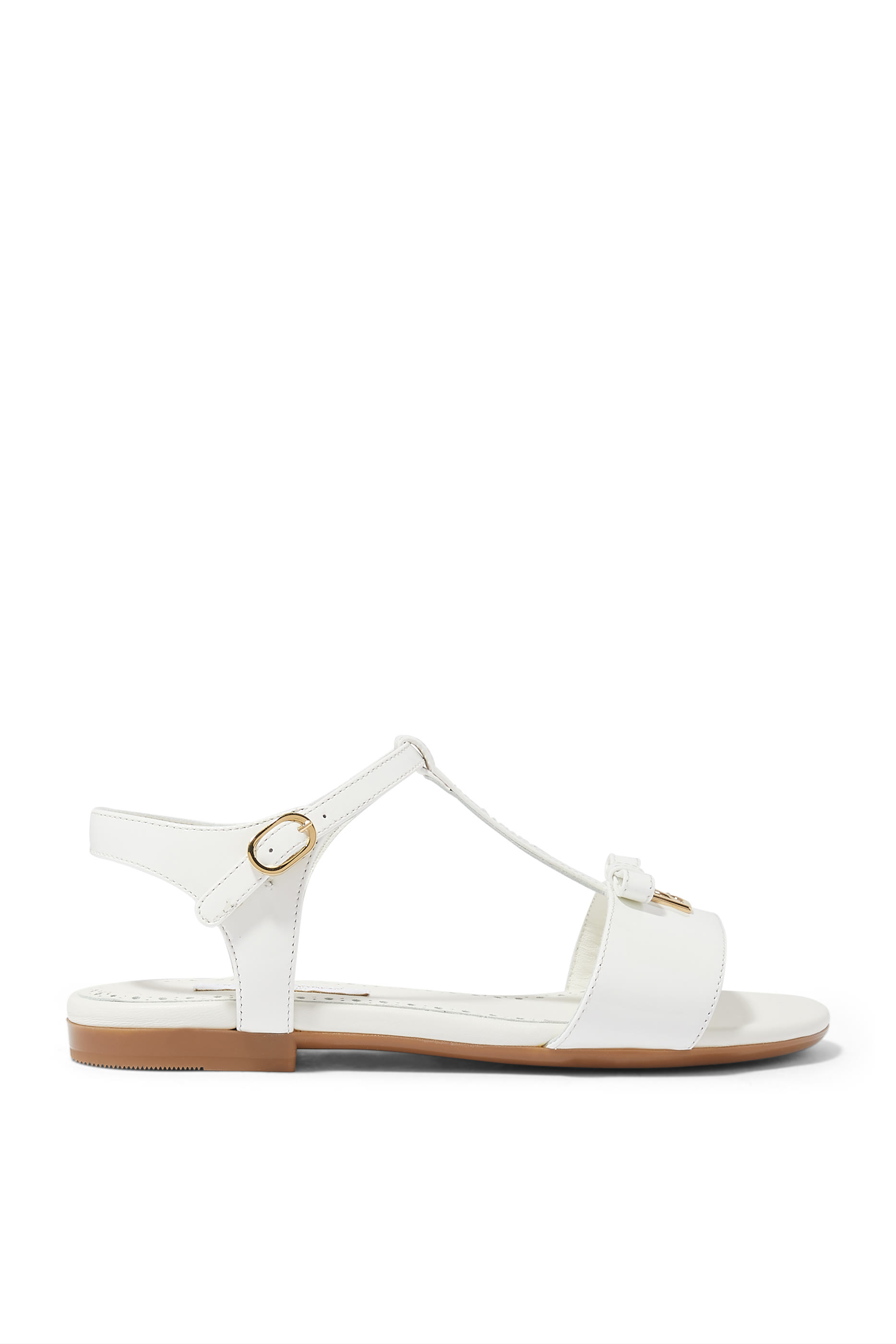 صندل بشعار الماركة جلد لامع للأطفال