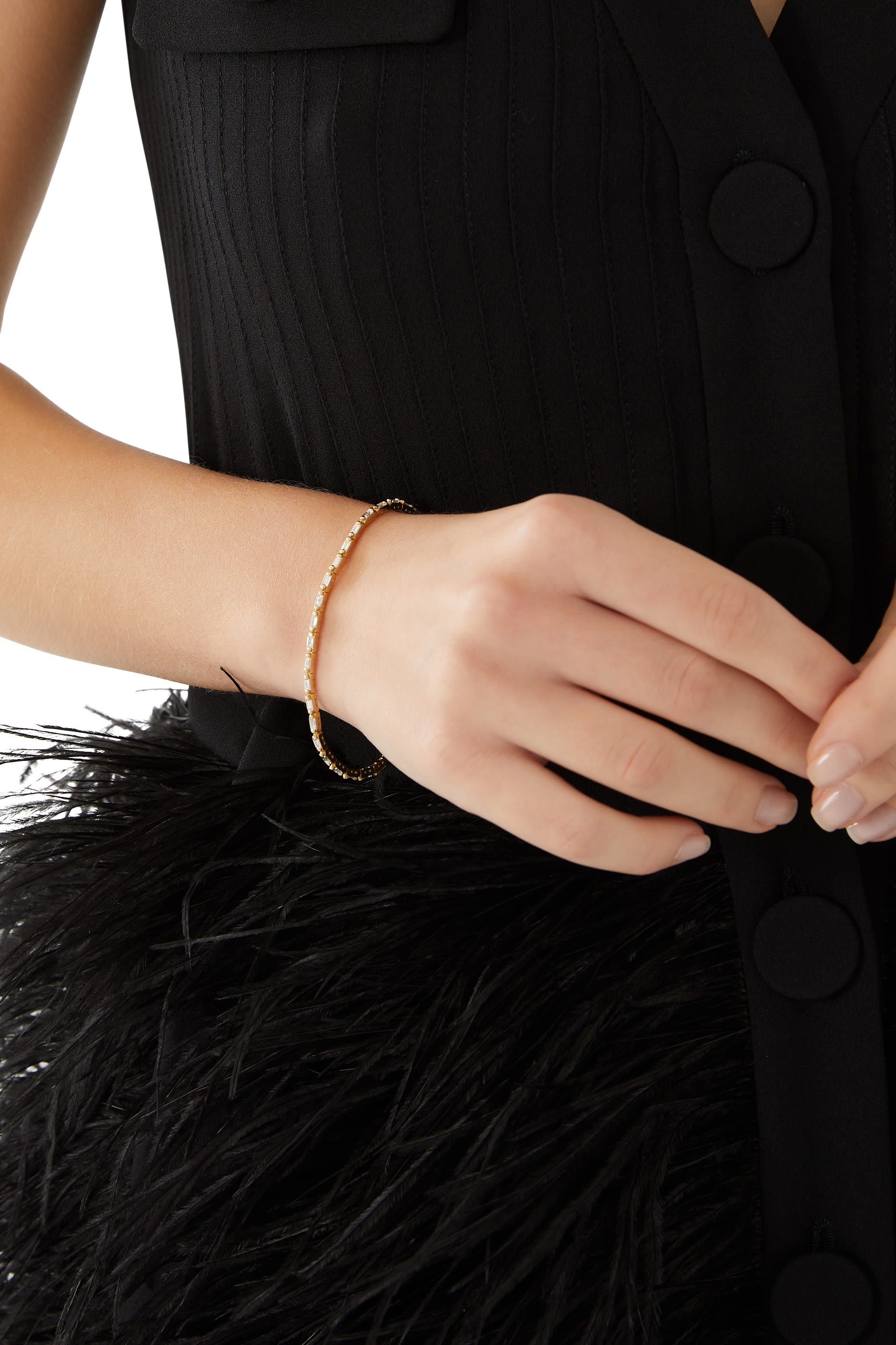 سوار تنس مرصع كليا بالماس ذهب أصفر عيار 18