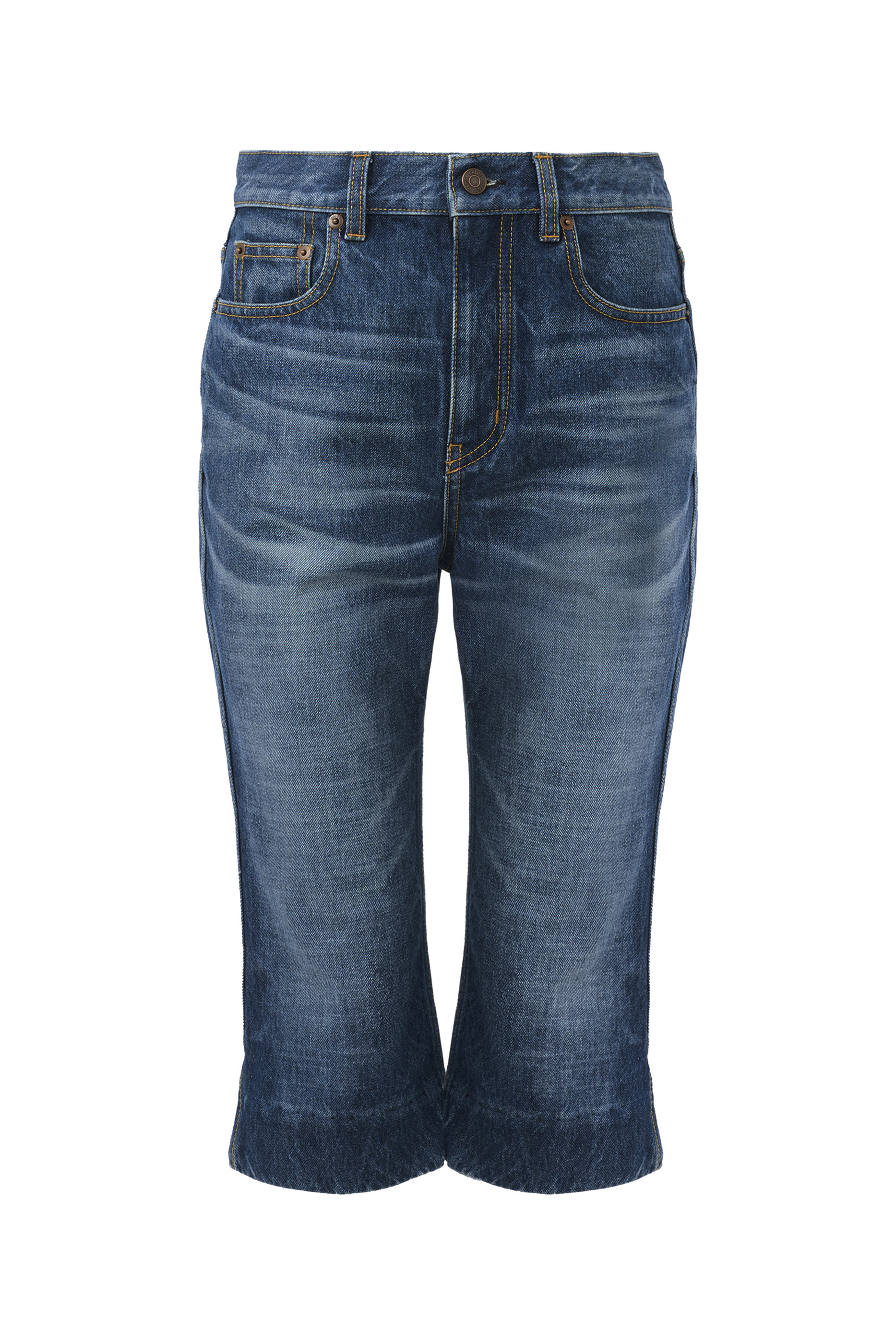 بنطال جينز كابري بخصر مرتفع