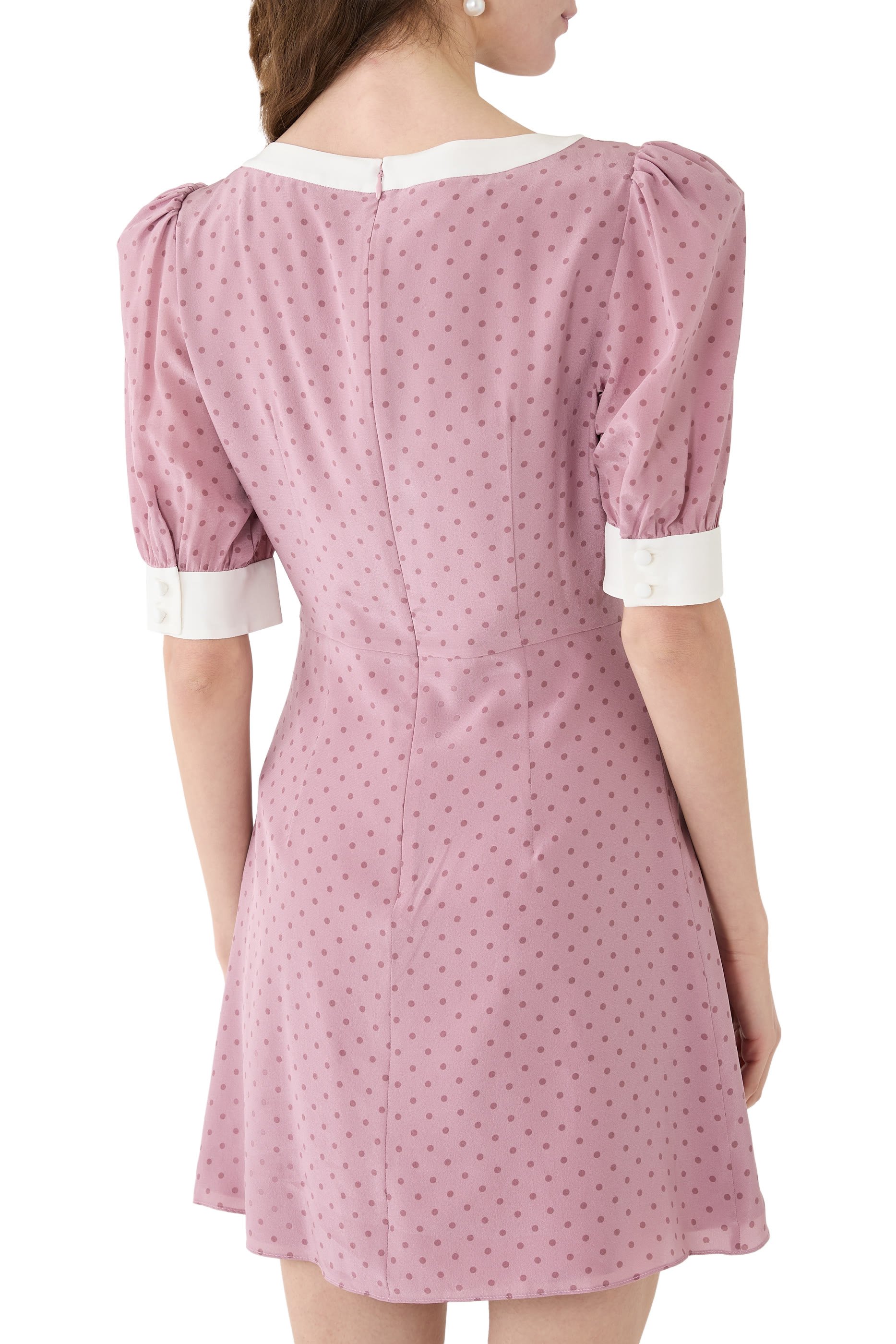 فستان قصير مزين بنقشة نقاط بولكا