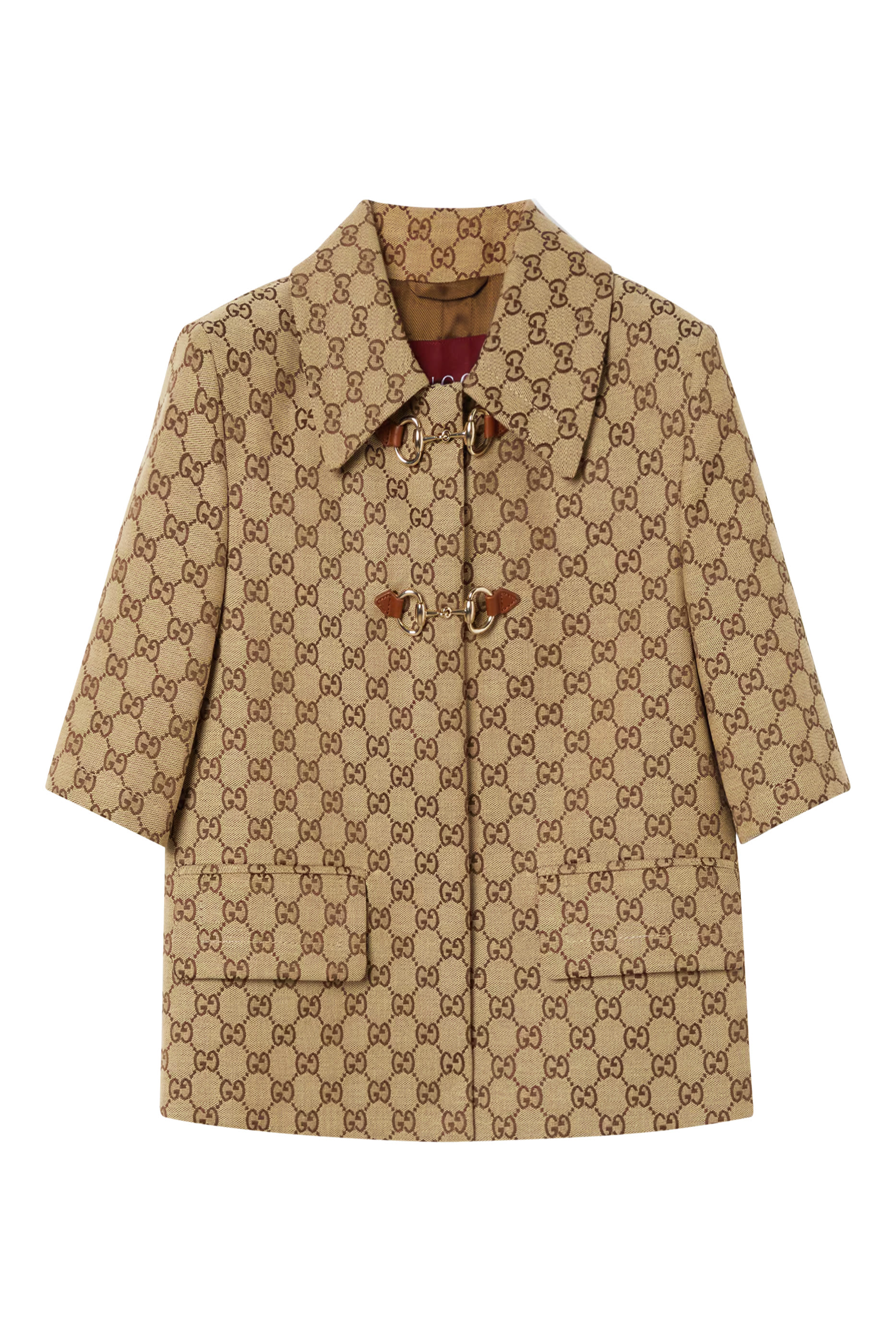 جاكيت بحلية لجام الحصان ونقشة حرفي شعار الماركة قماش قنب