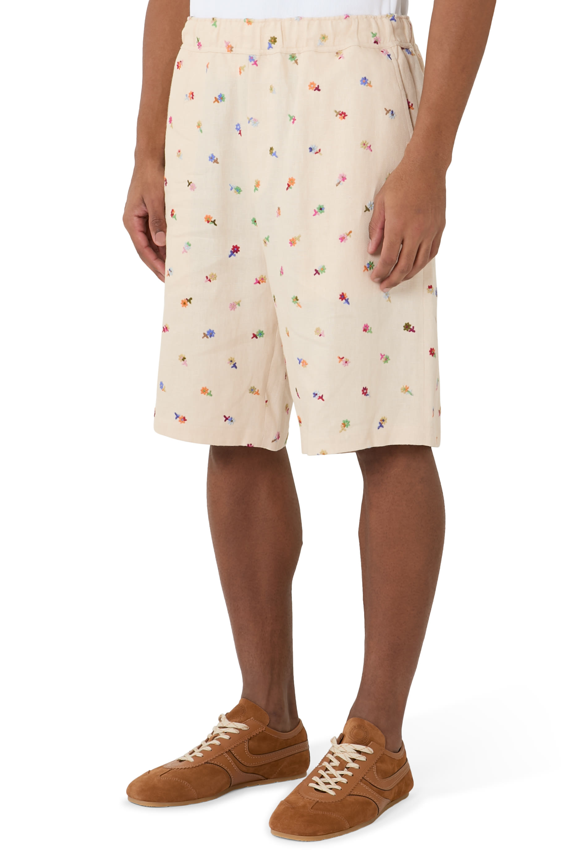 Floral Embroidered Easy Shorts