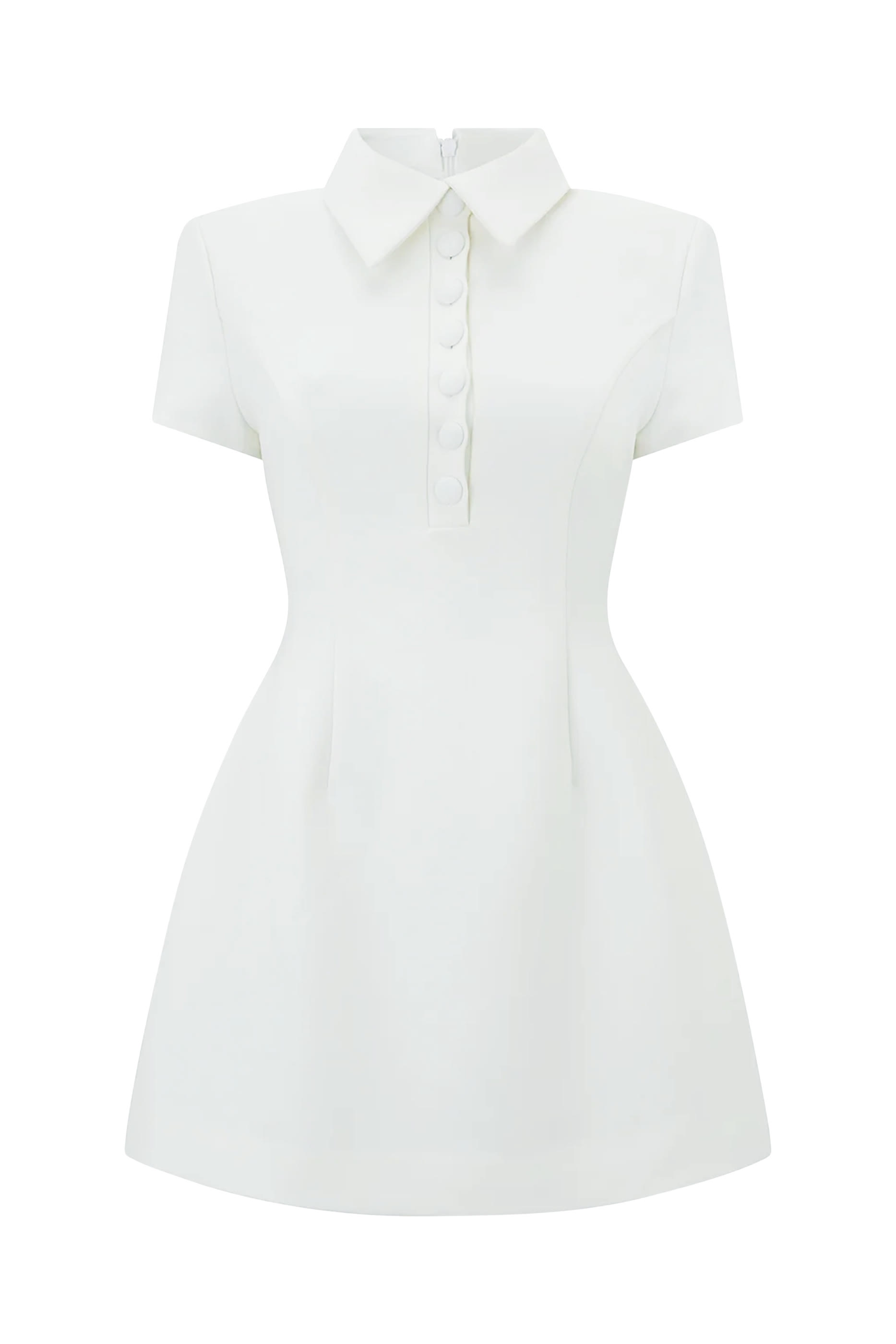 فستان قصير التميت ميوز بياقة وتنورة واسعة