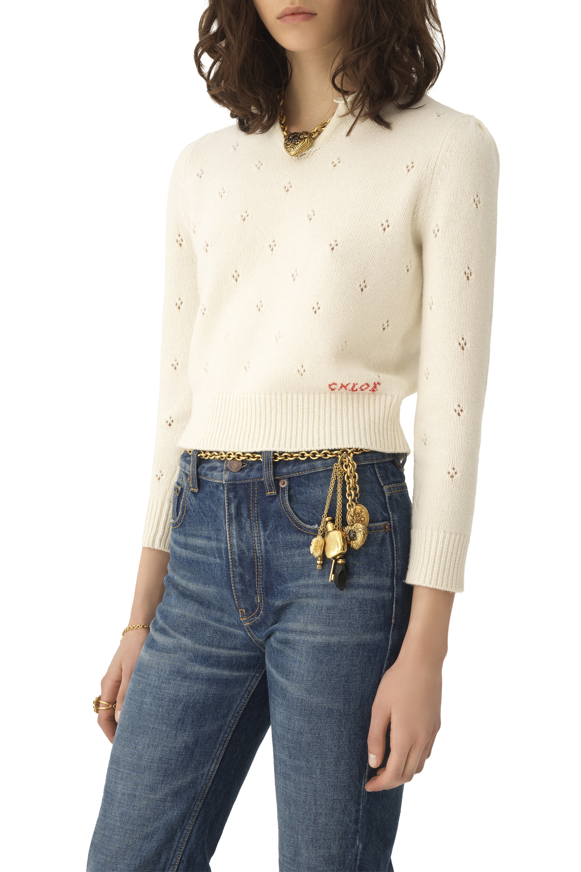 سترة بشعار الماركة نسيج صوف وكشمير