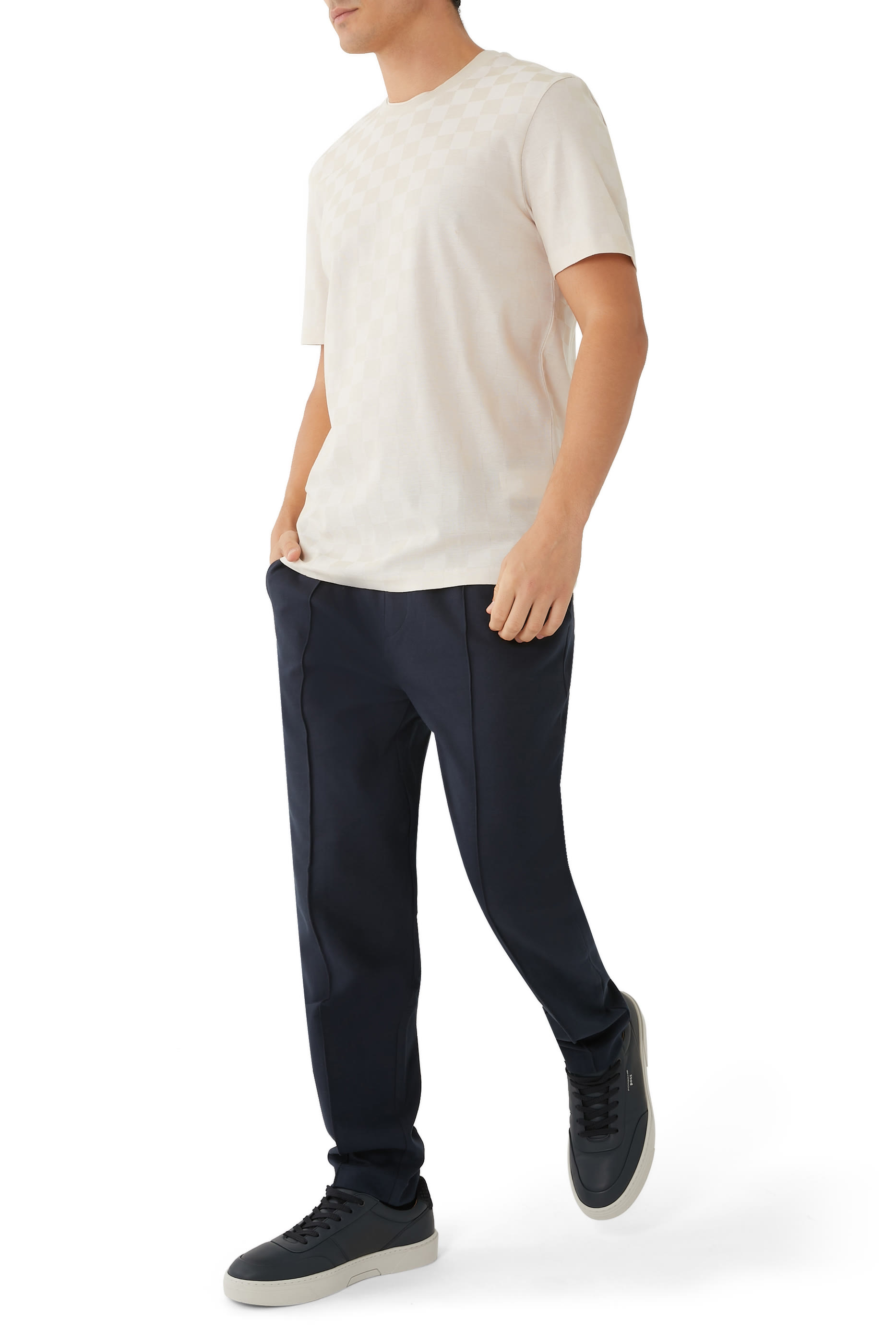 تيشيرت بورش بنقشة مربعات جاكار