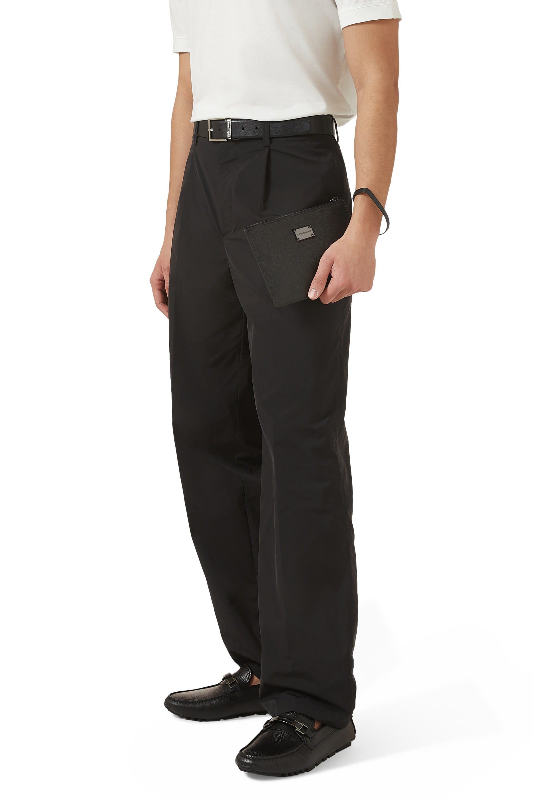 حقيبة صغيرة بشعار الماركة جلد بارز الملمس