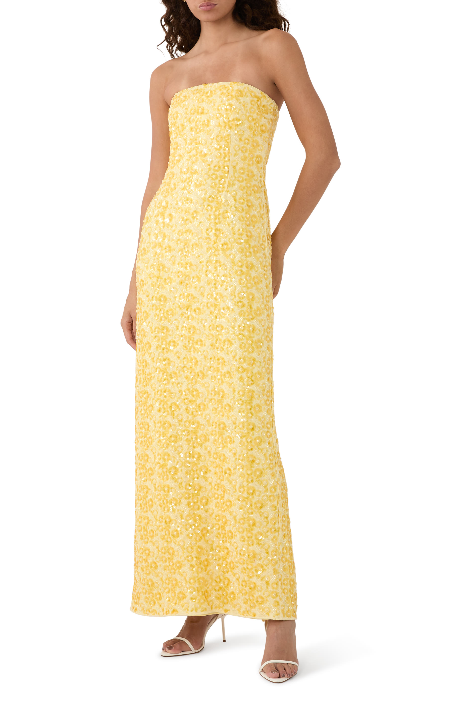 فستان سافيا بدون حمالات مطرز