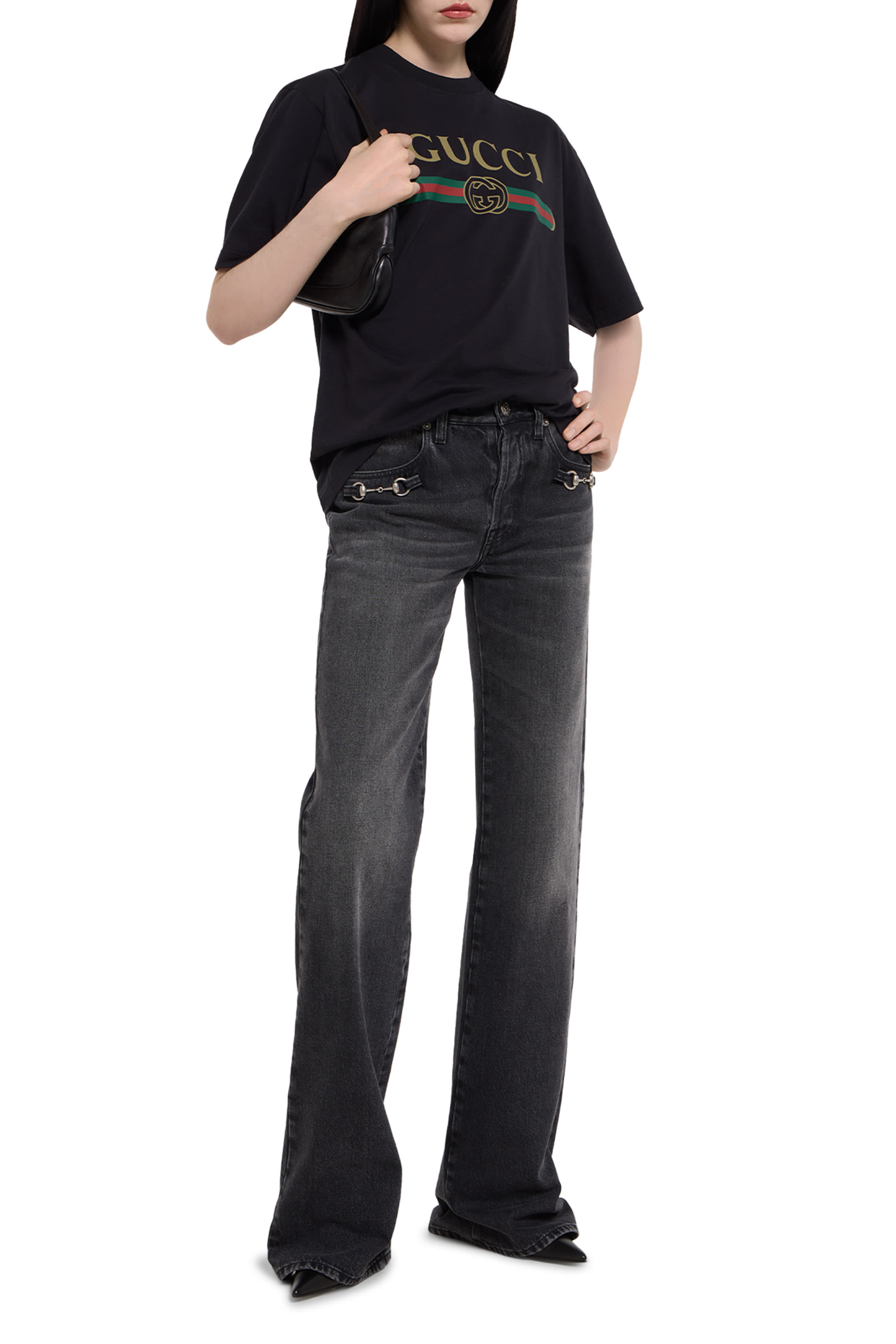 تيشيرت بشعار الماركة قطن جيرسيه وحرير