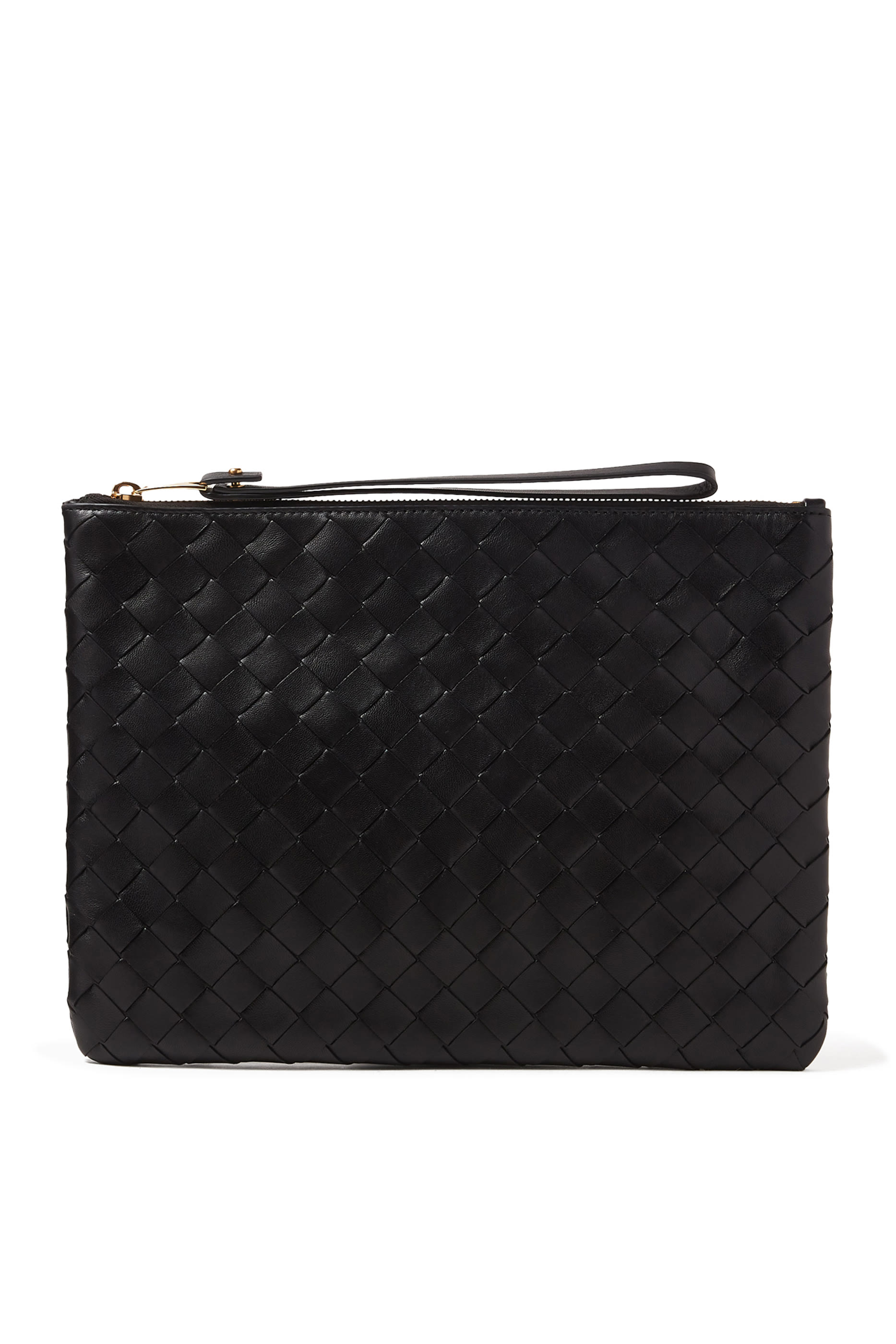 حافظة متوسطة جلد مجدول