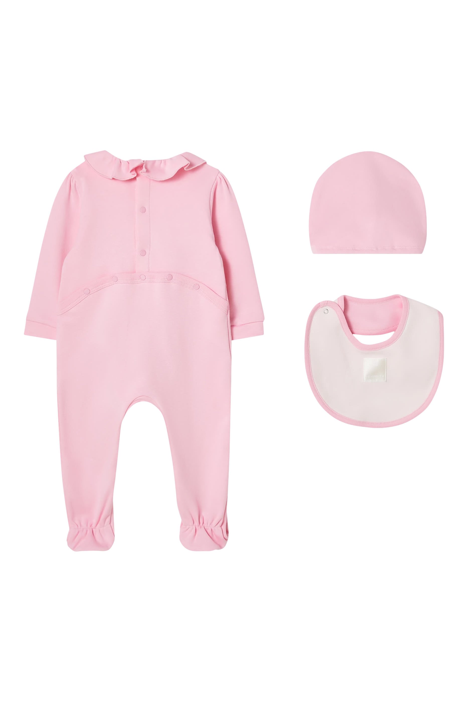 طقم بيجامة قطن، مريلة وقبعة للأطفال