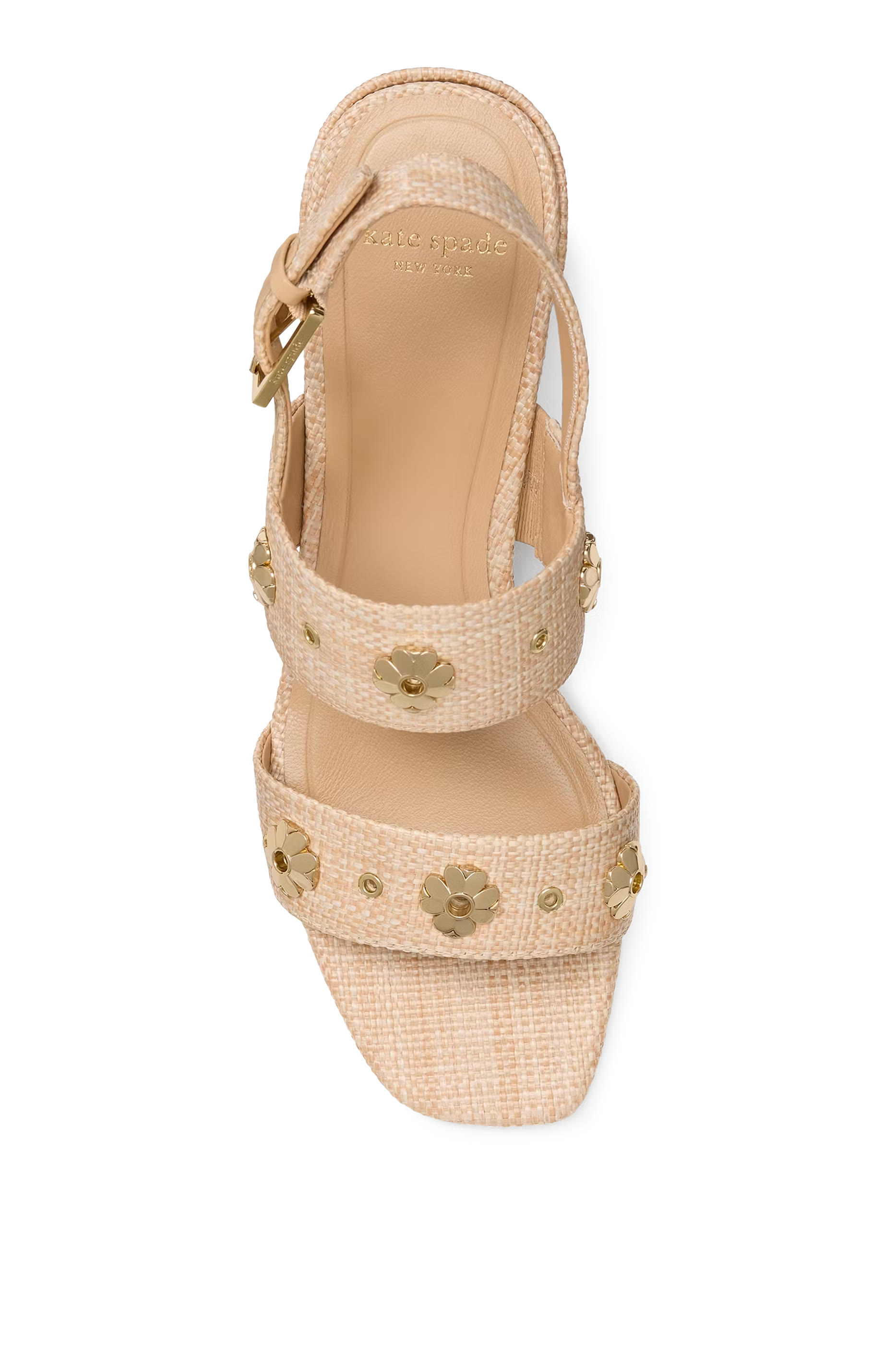 حذاء كلاسيك 55 بحلي على شكل زهور وكعب عريض