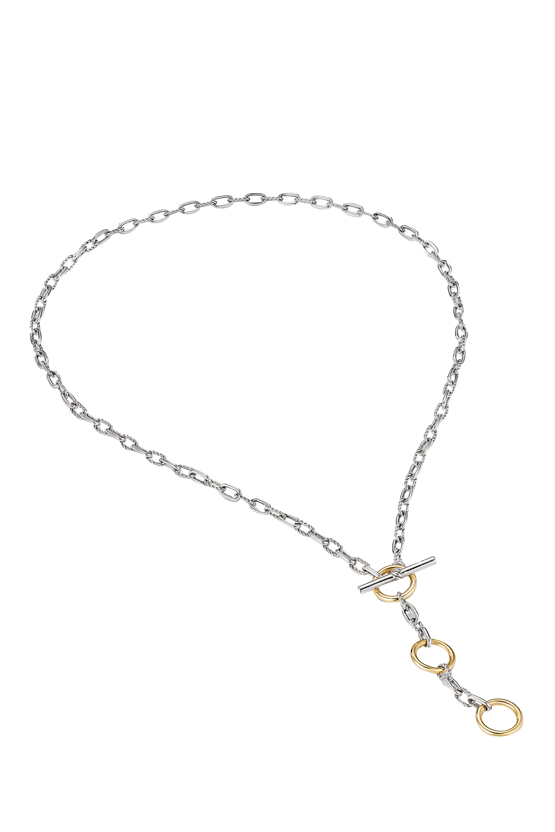 قلادة دي واي ماديسون سلسلة مزينة بثلاث حلقات ذهب أصفر عيار 18 وفضة إسترلينية