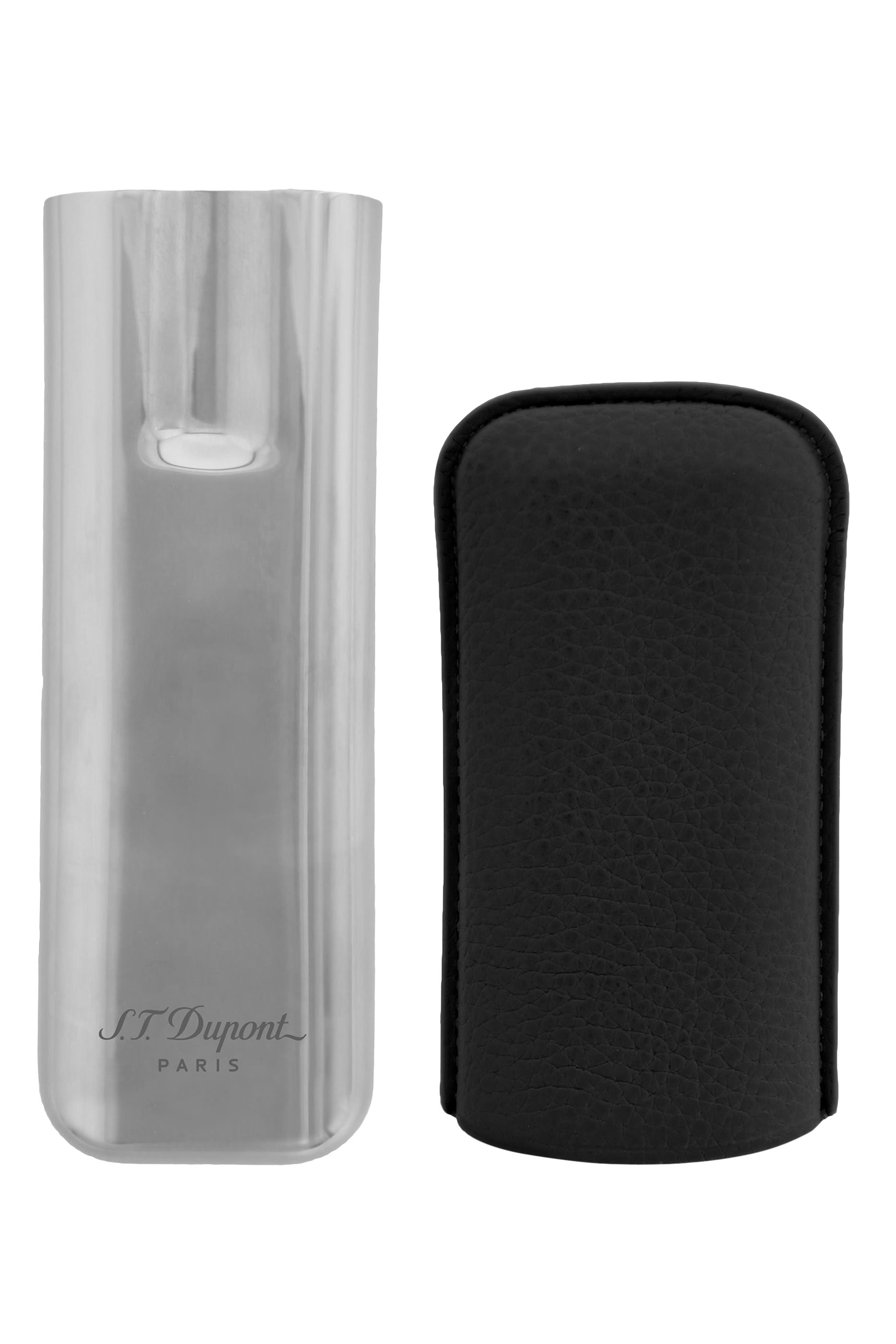 حافظة سيجار مزدوجة جلد بارز الملمس ومعدن