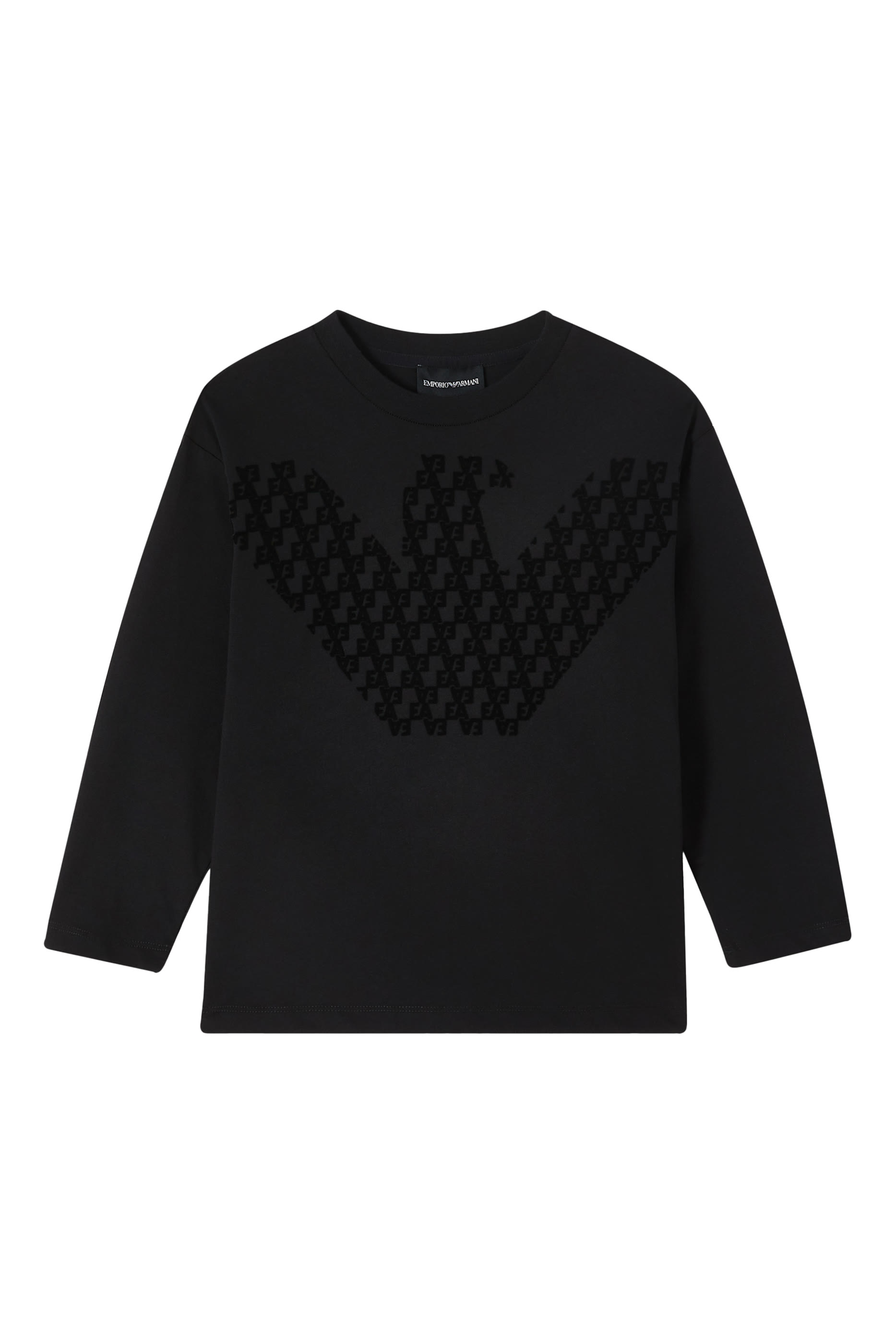 تيشيرت بشعار الماركة بملمس بارز قطن للأطفال 