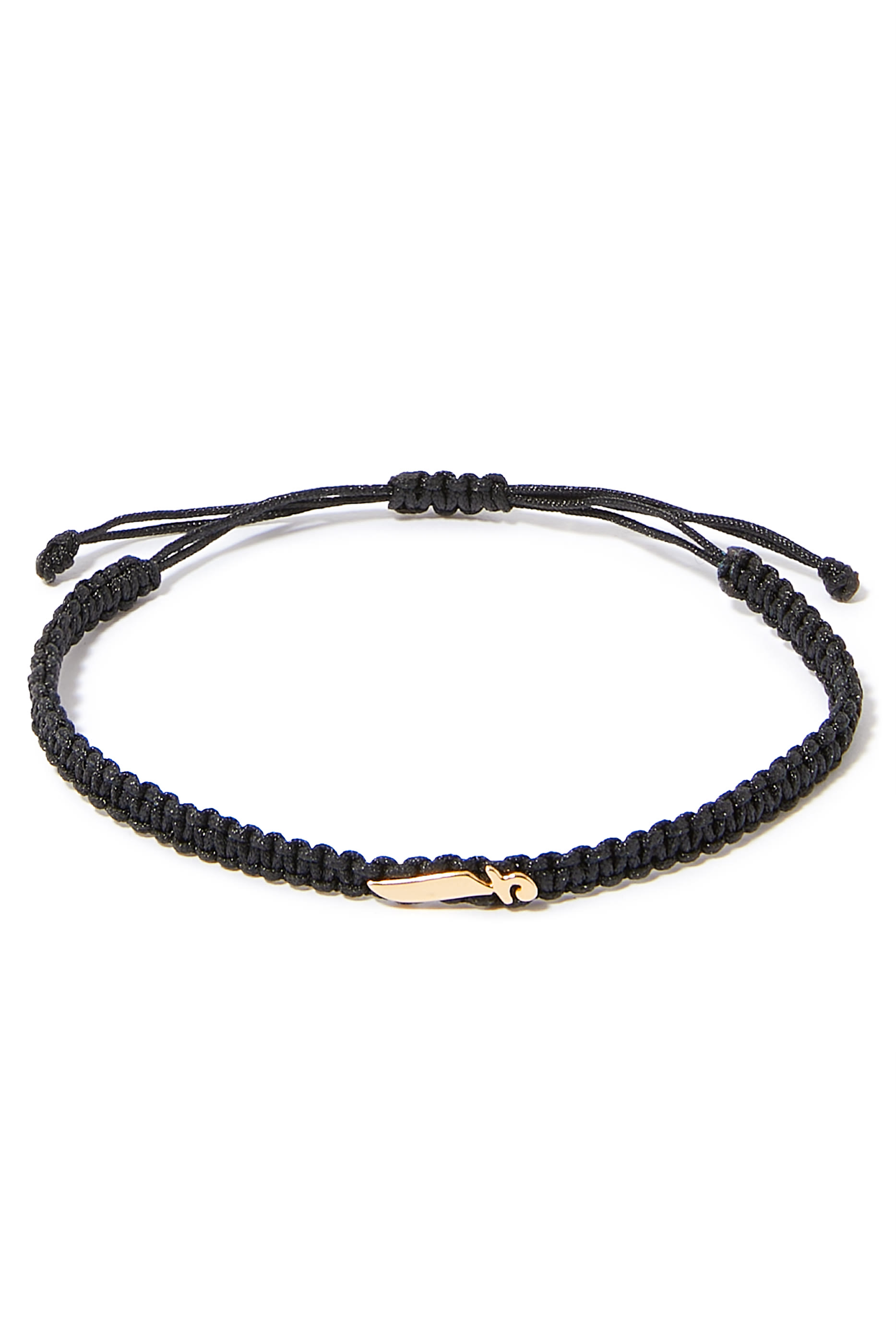 سوار أولا بحلية بتصميم حرف مرصع بالماس ذهب أصفر عيار 18 قماش