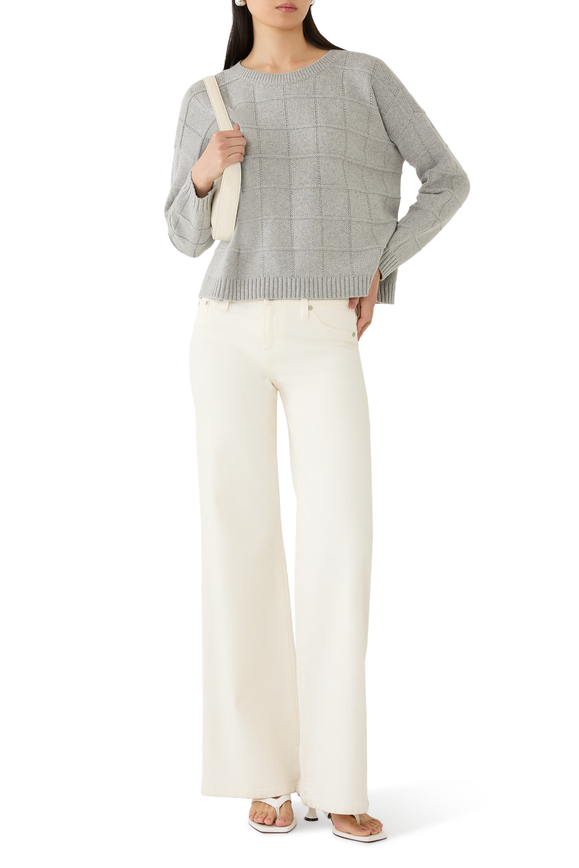 بلوزة بياقة ضيقة قطن وكشمير معاد تدويره