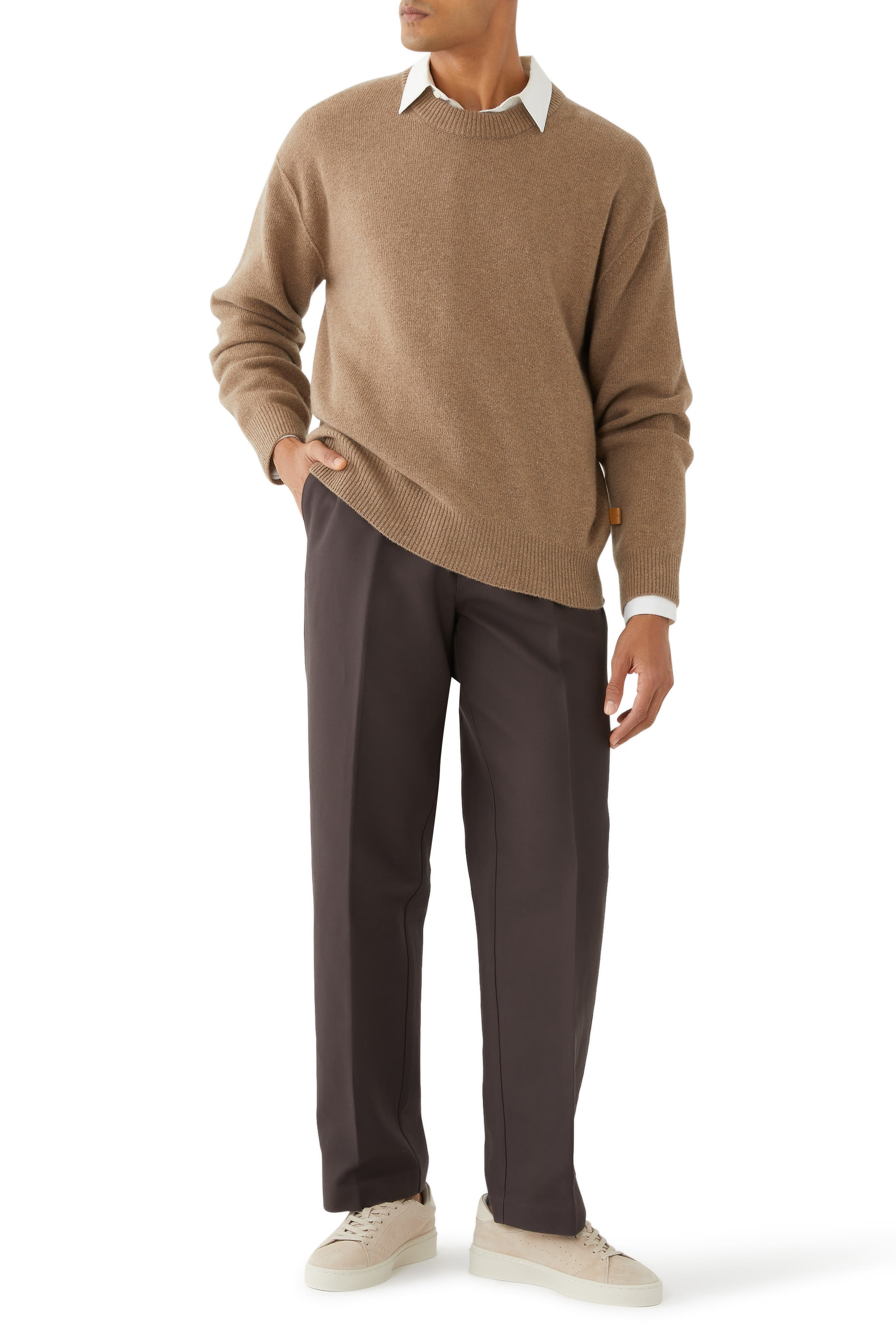 بنطال بقصة ساق مستقيمة قماش قنب