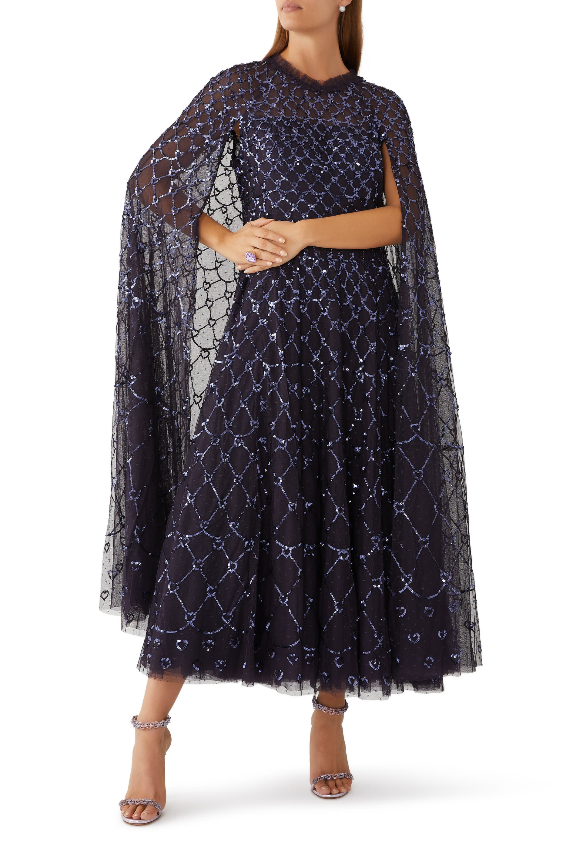 فستان سهرة هارت لاتيس بطول الكاحل