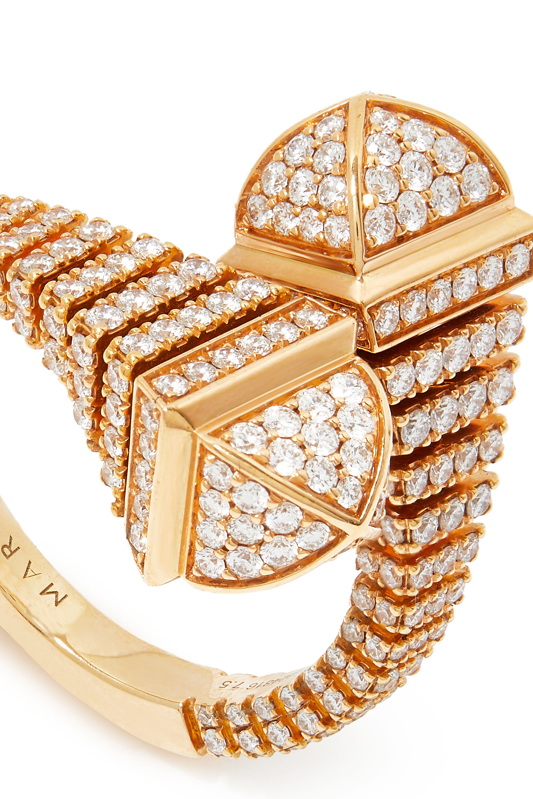 خاتم كليو مرصع بالماس بالكامل ذهب وردي عيار 18