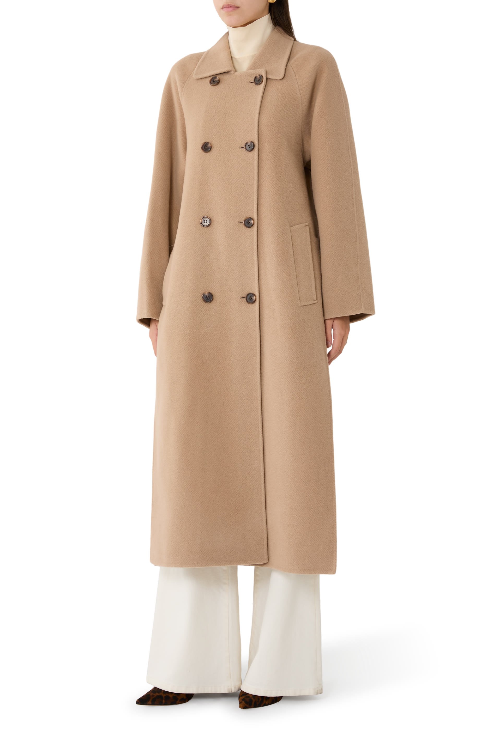 معطف طويل بصفي أزرار