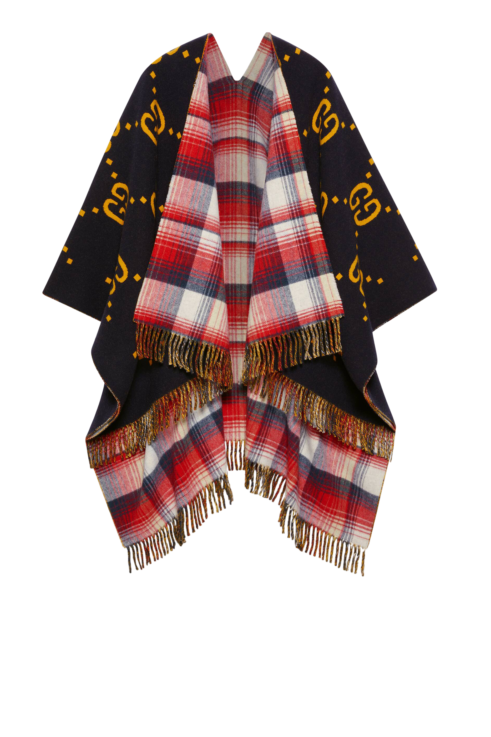 بونشو صوف بوجهين وشعار GG