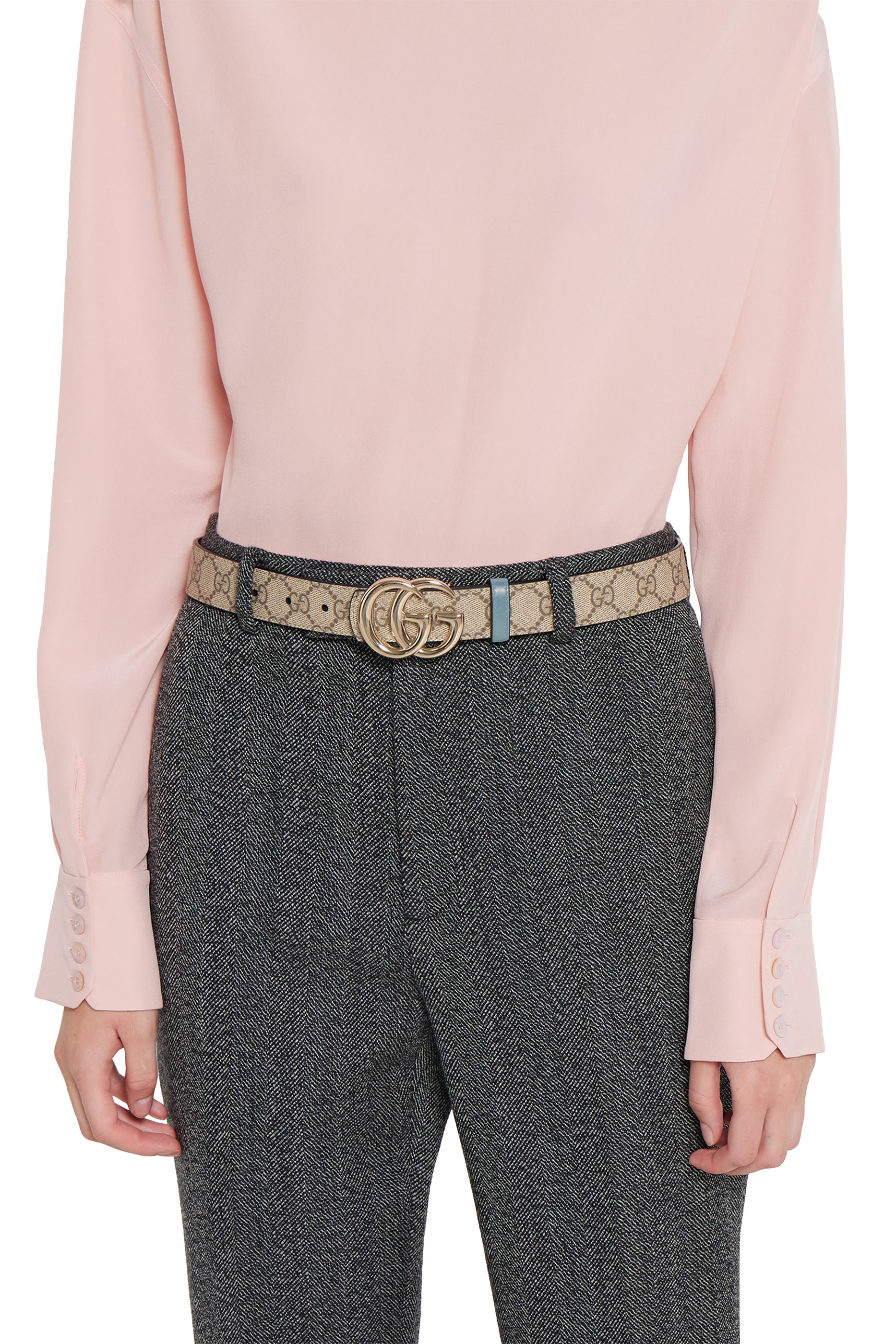 حزام مارمونت بتصميم وجهين ونقشة حرفي شعار الماركة