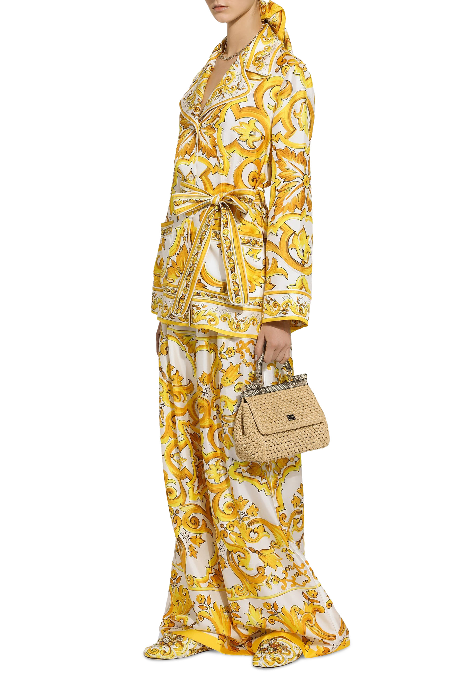 قميص بيجاما بطبعات مايولكا حرير تويل