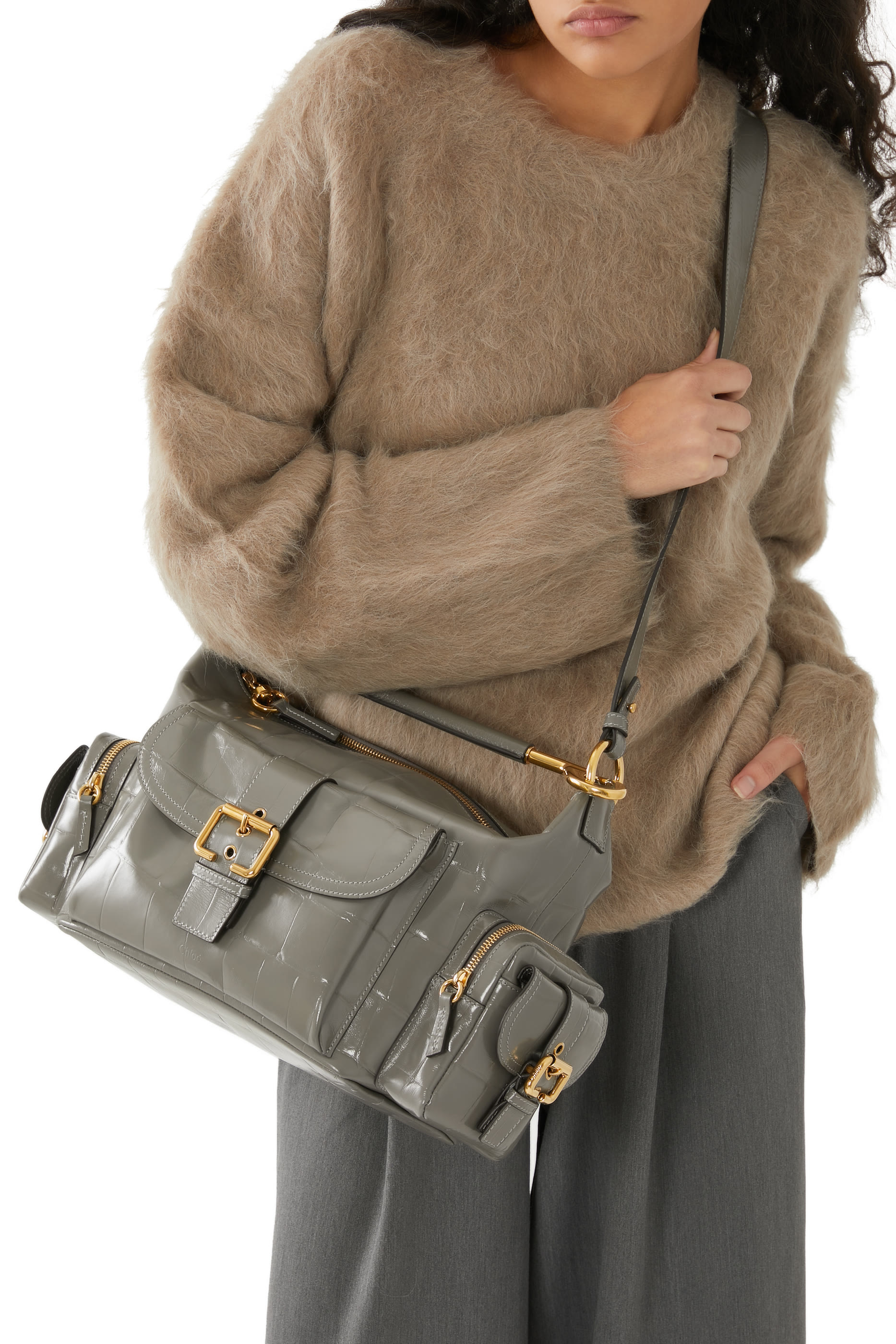 حقيبة كاميرا بنقشة جلد التمساح