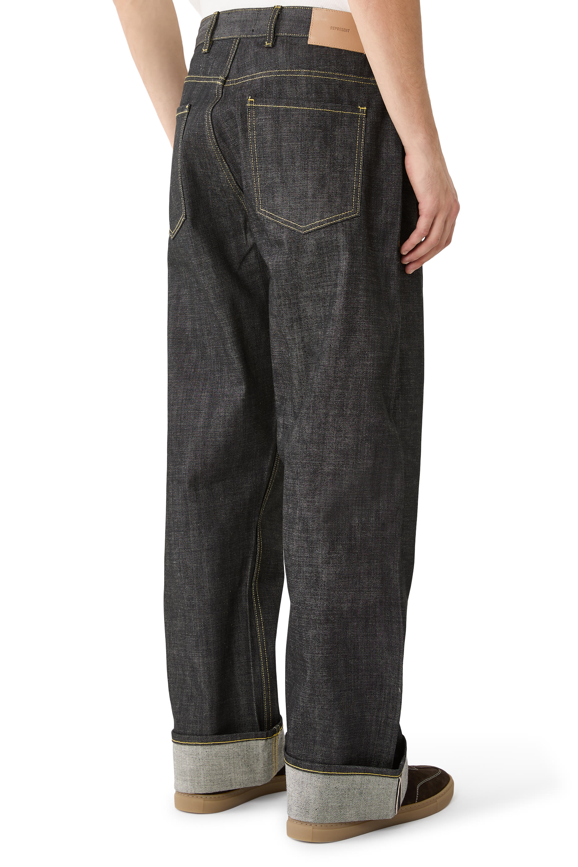 بنطال جينز دنيم بحافة منسوجة