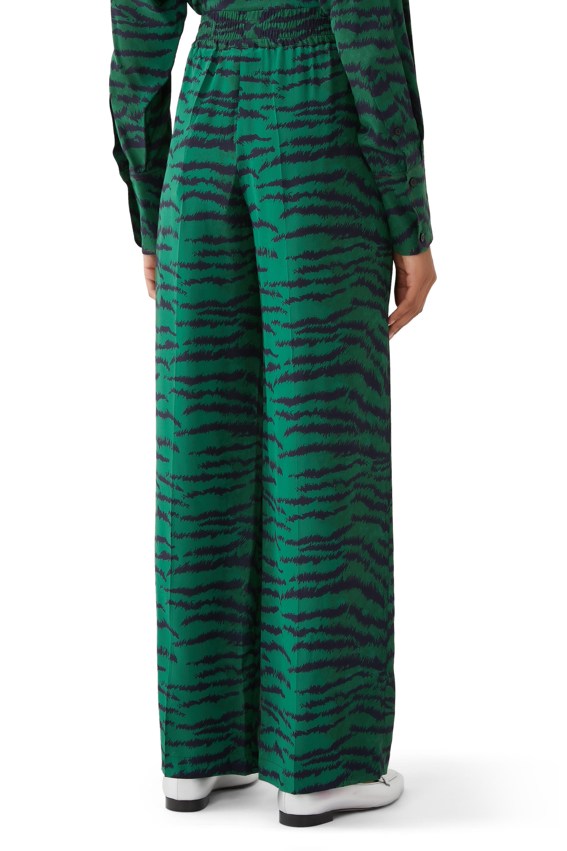 بنطال بنقشة جلد النمر حرير