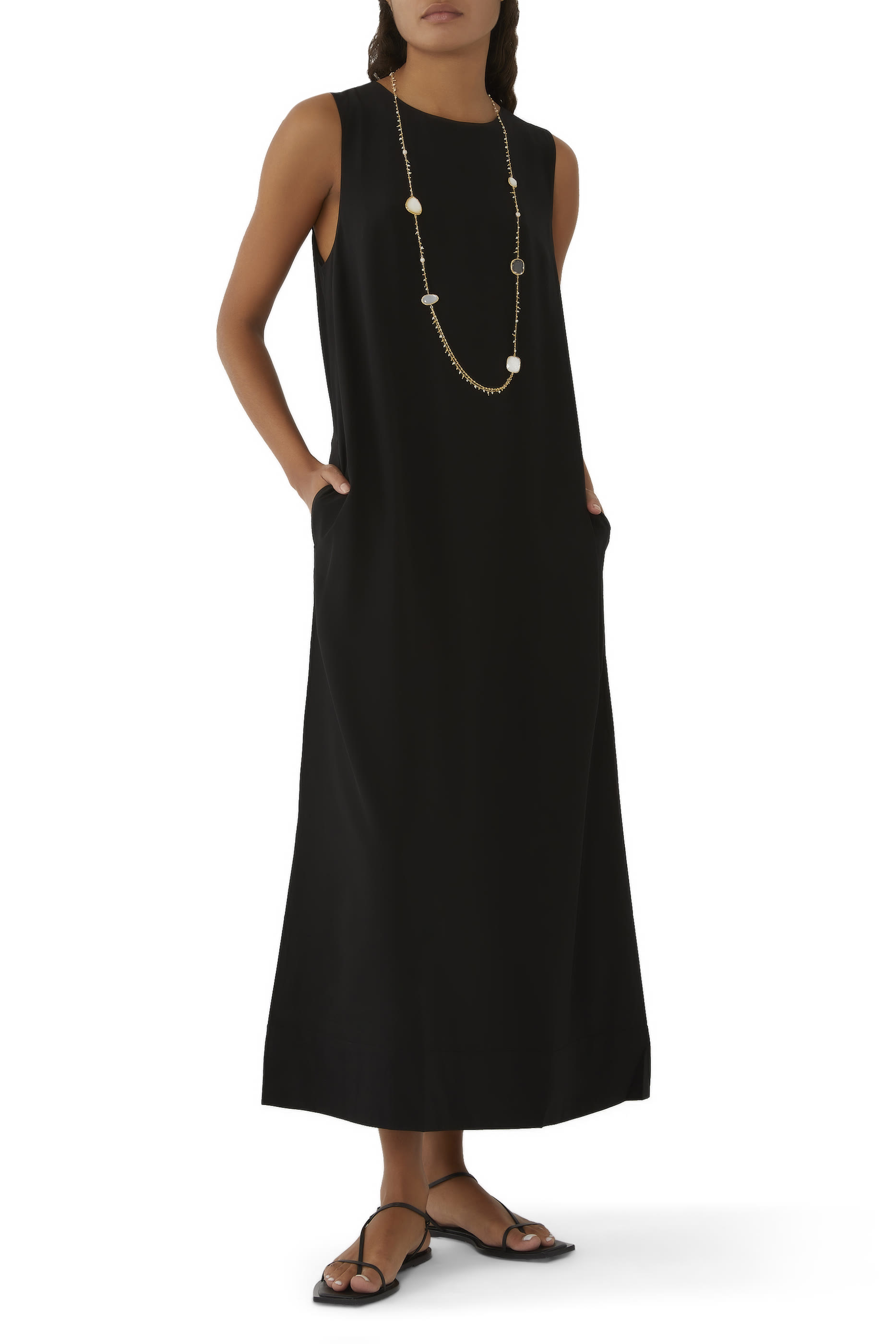 فستان شيفت متوسط الطول حرير