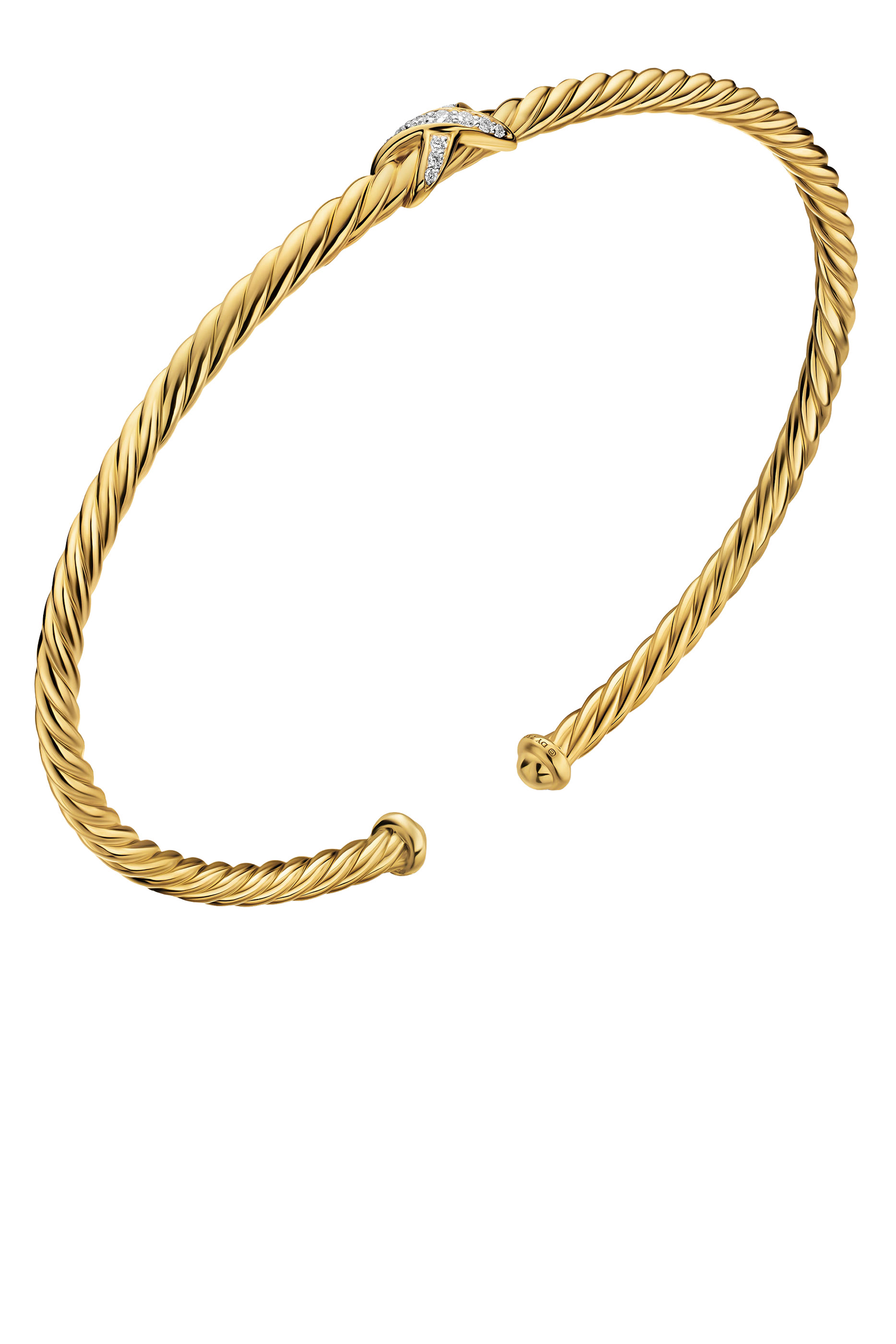 Micro Cablespira&reg; Flex X Bracelet, 18K Yellow Gold & Diamonds