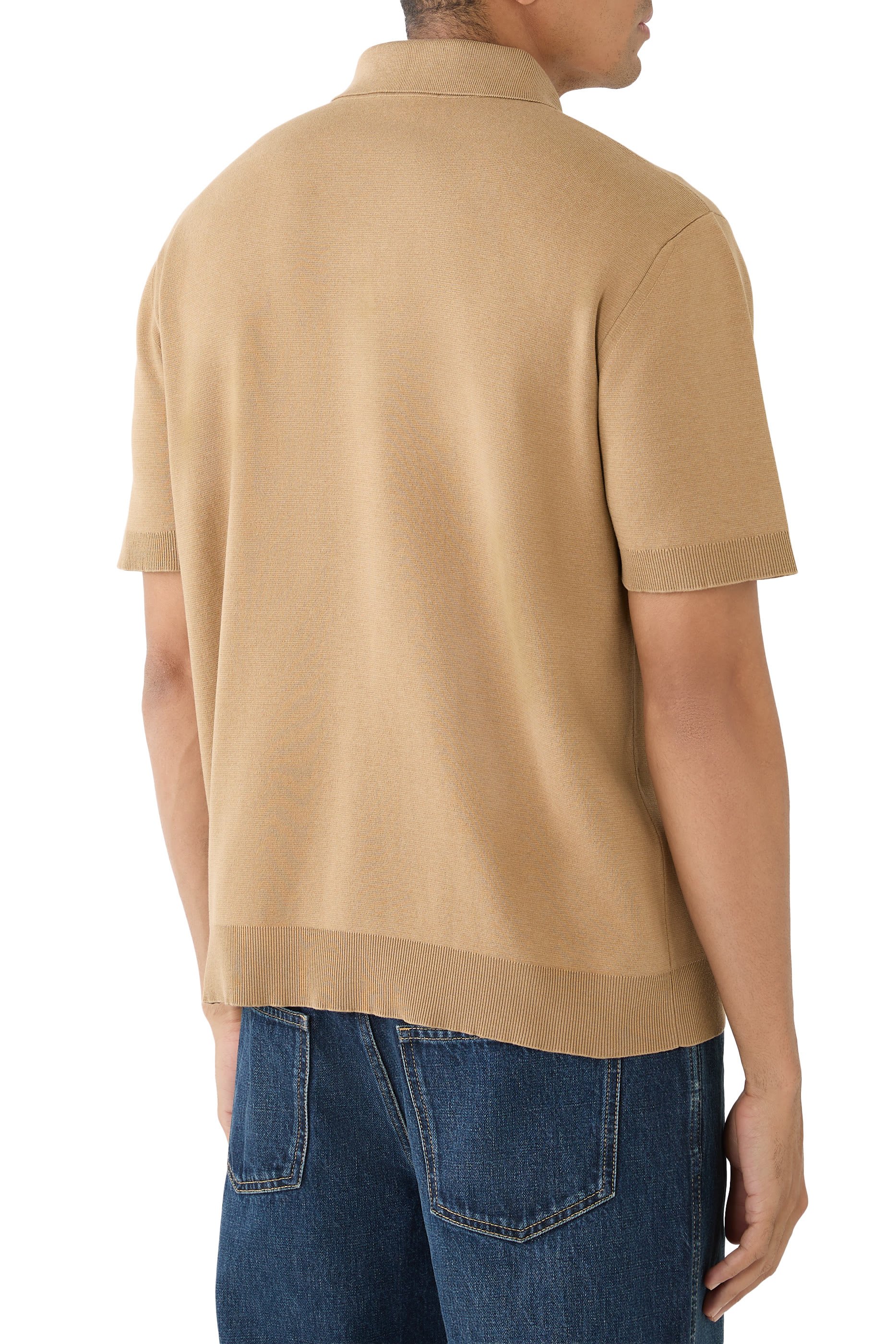 قميص بولو مطرز حرير وقطن