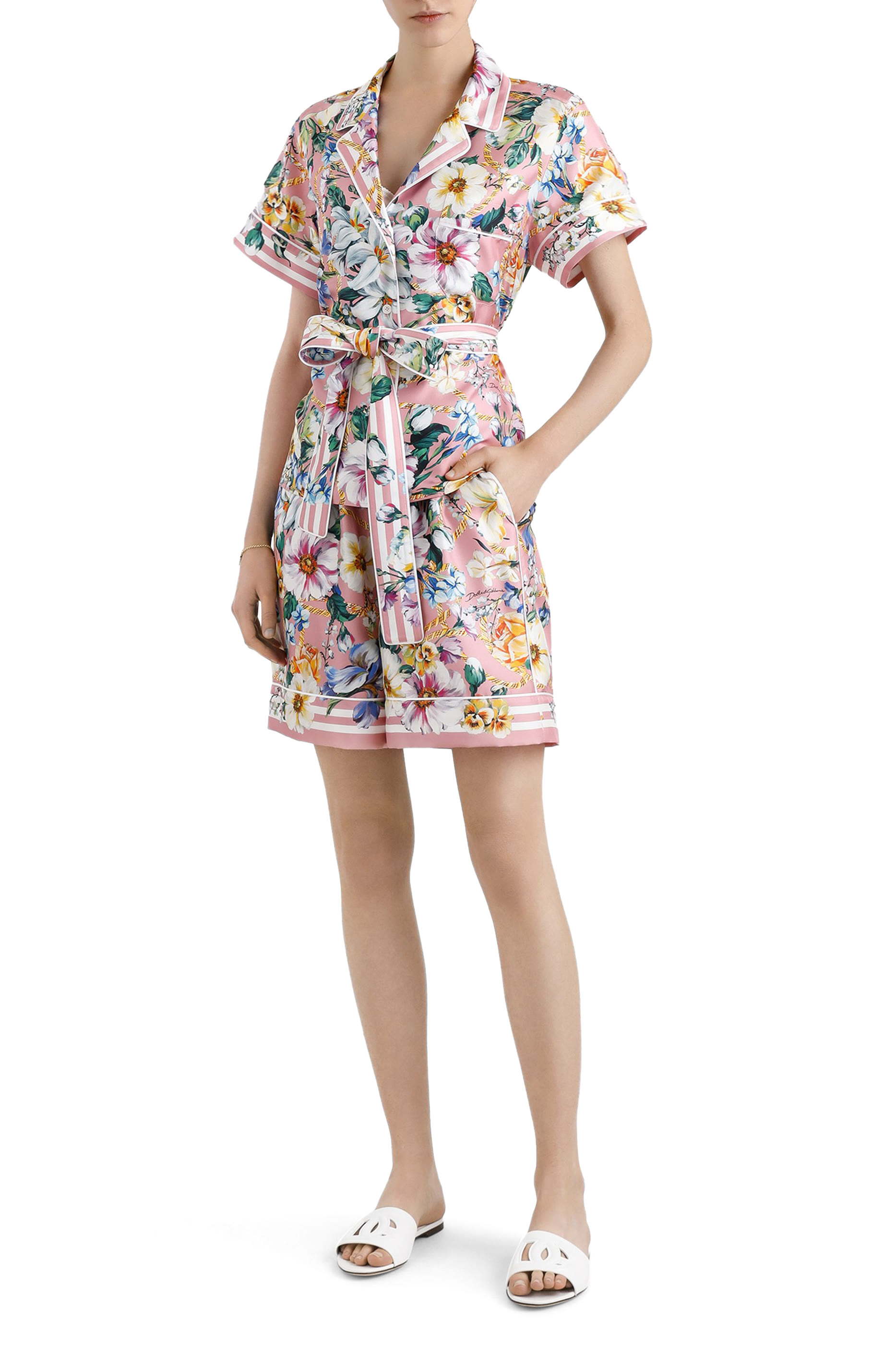 قميص بنقشة زهور حرير