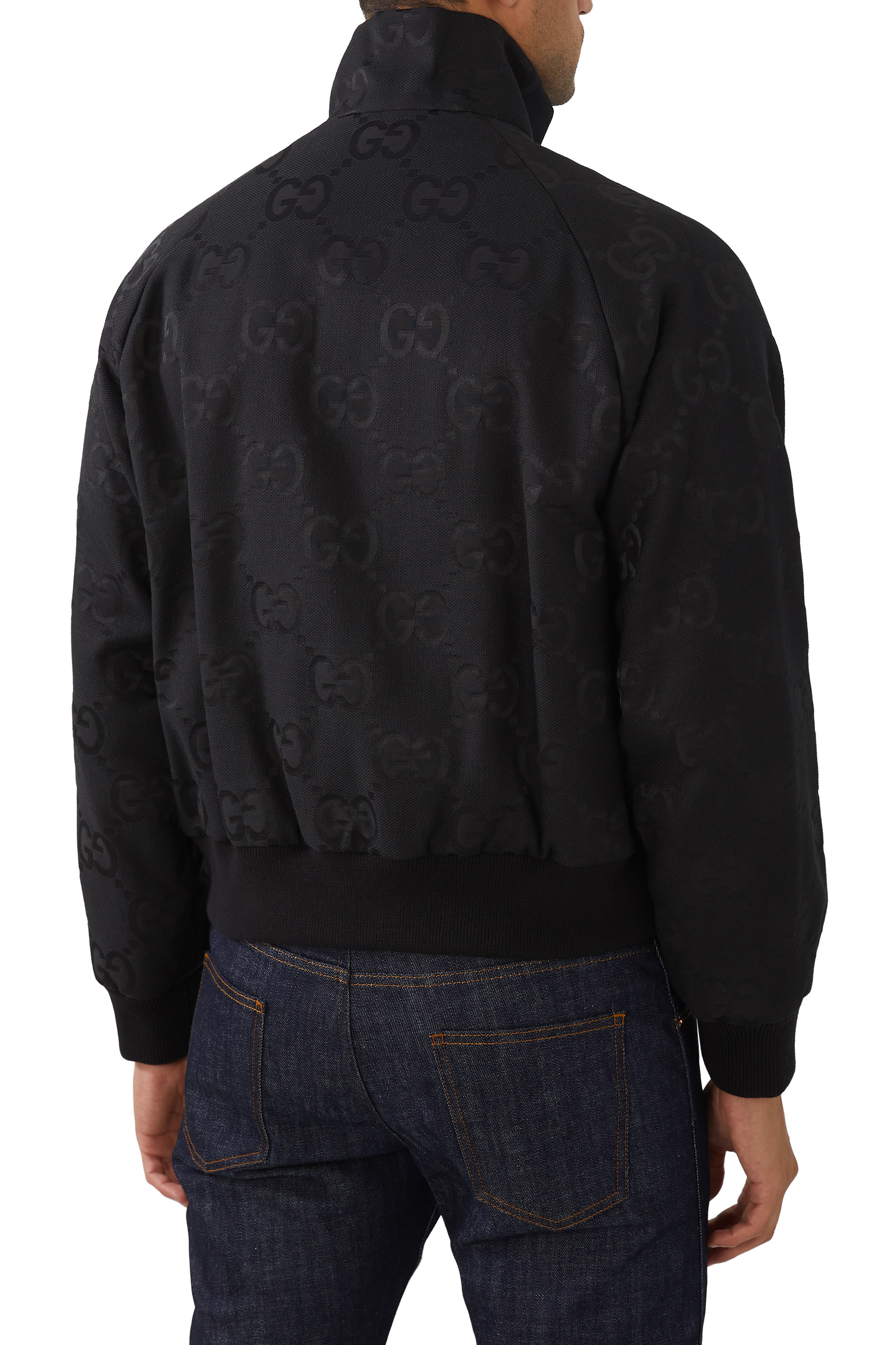 جاكيت قنب بنقشة حرفي GG بحجم كبير