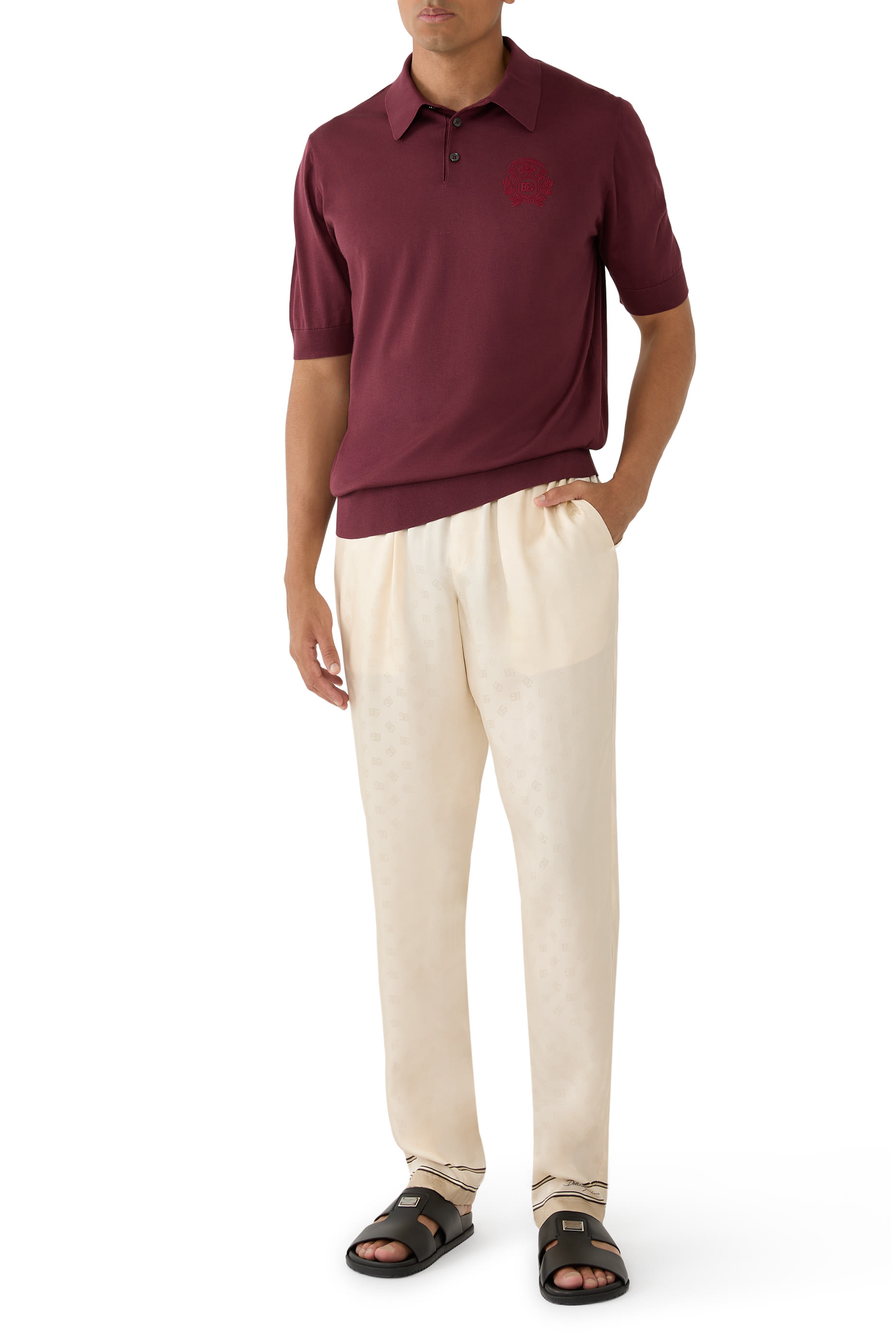 قميص بولو مطرز بشعار الماركة