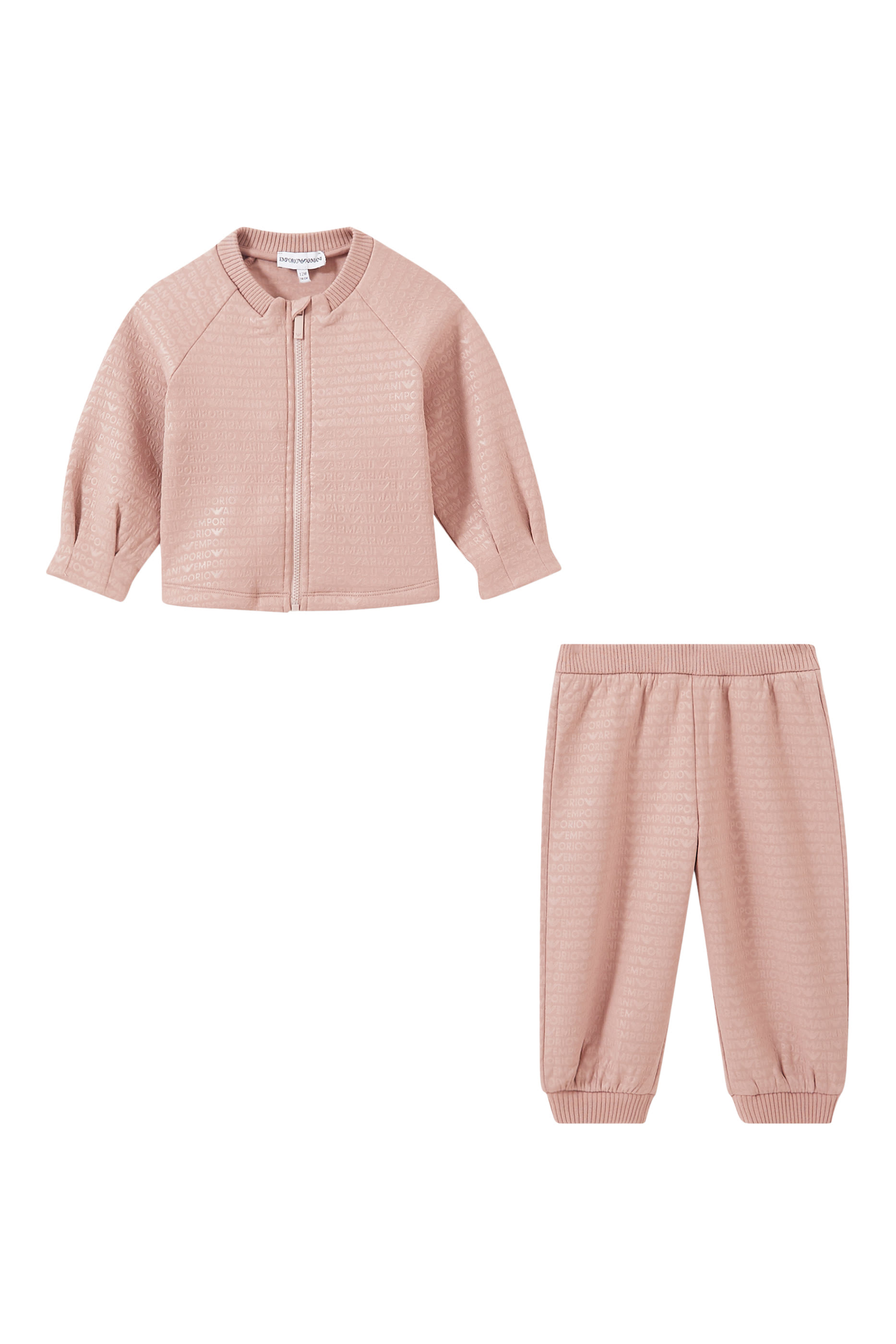 بدلة رياضية مع سترة بسحاب بشعار الماركة بالكامل