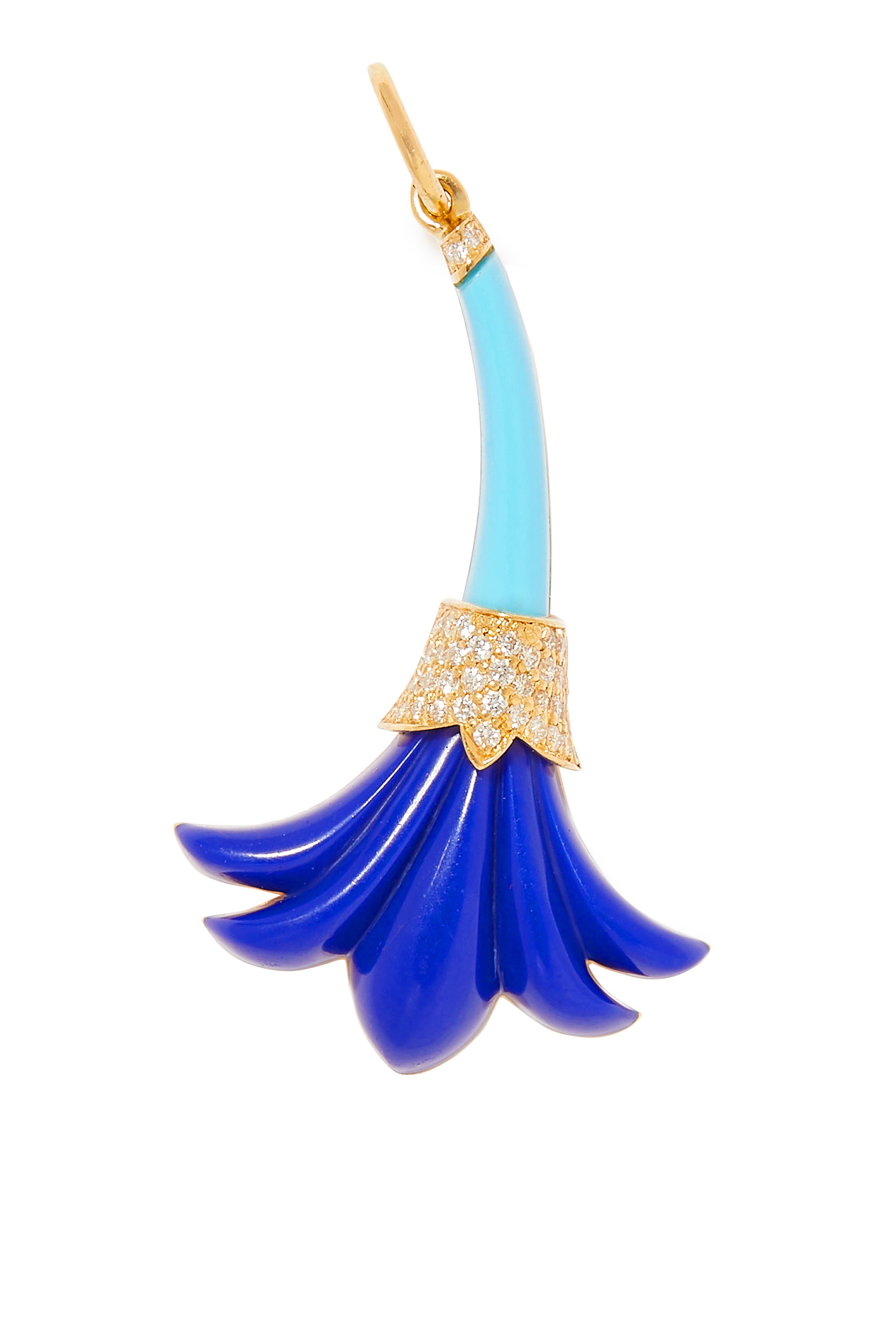 حلية سايكديليا بتصميم زهرة صغيرة مرصعة بالماس ذهب أصفر عيار 18