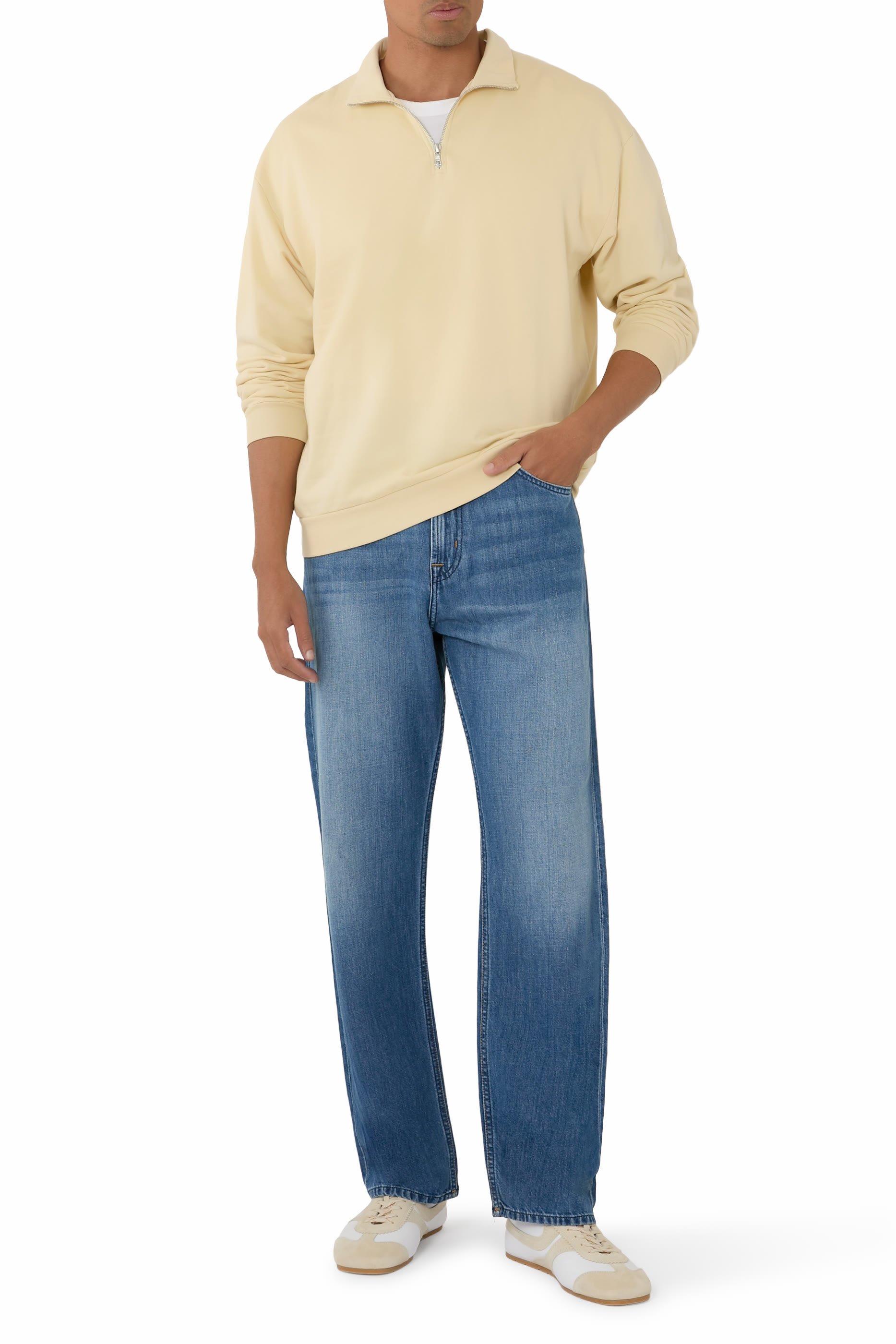 سويت شيرت بنصف سحاب قماش مطاطي خفيف الوزن